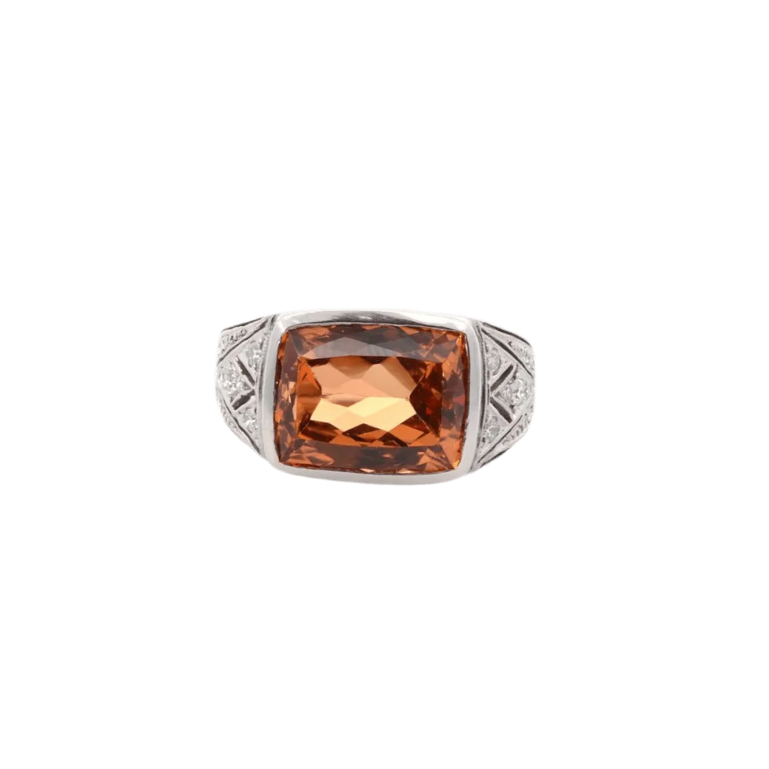 Bague en platine, topaze et diamants