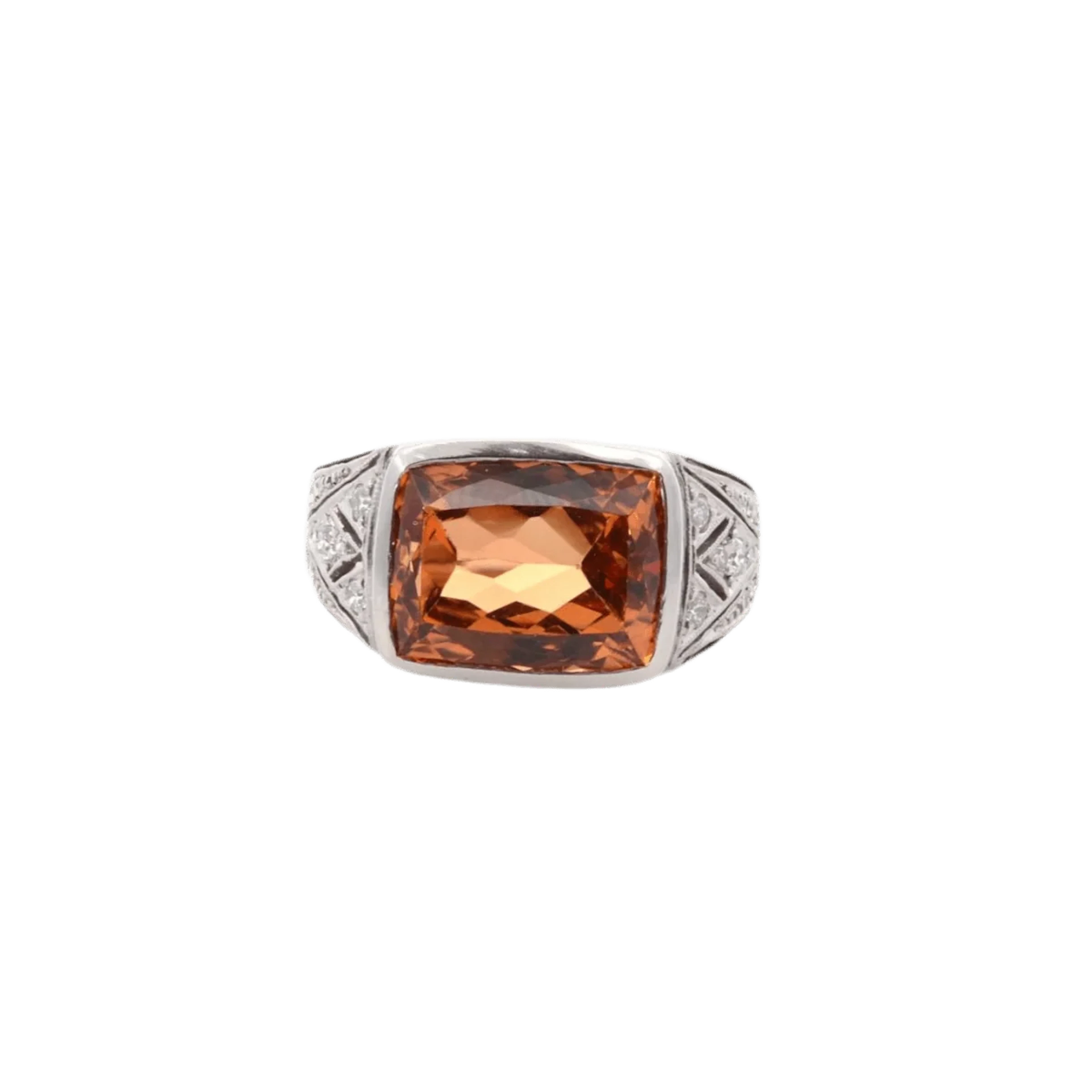 Bague en platine, topaze et diamants