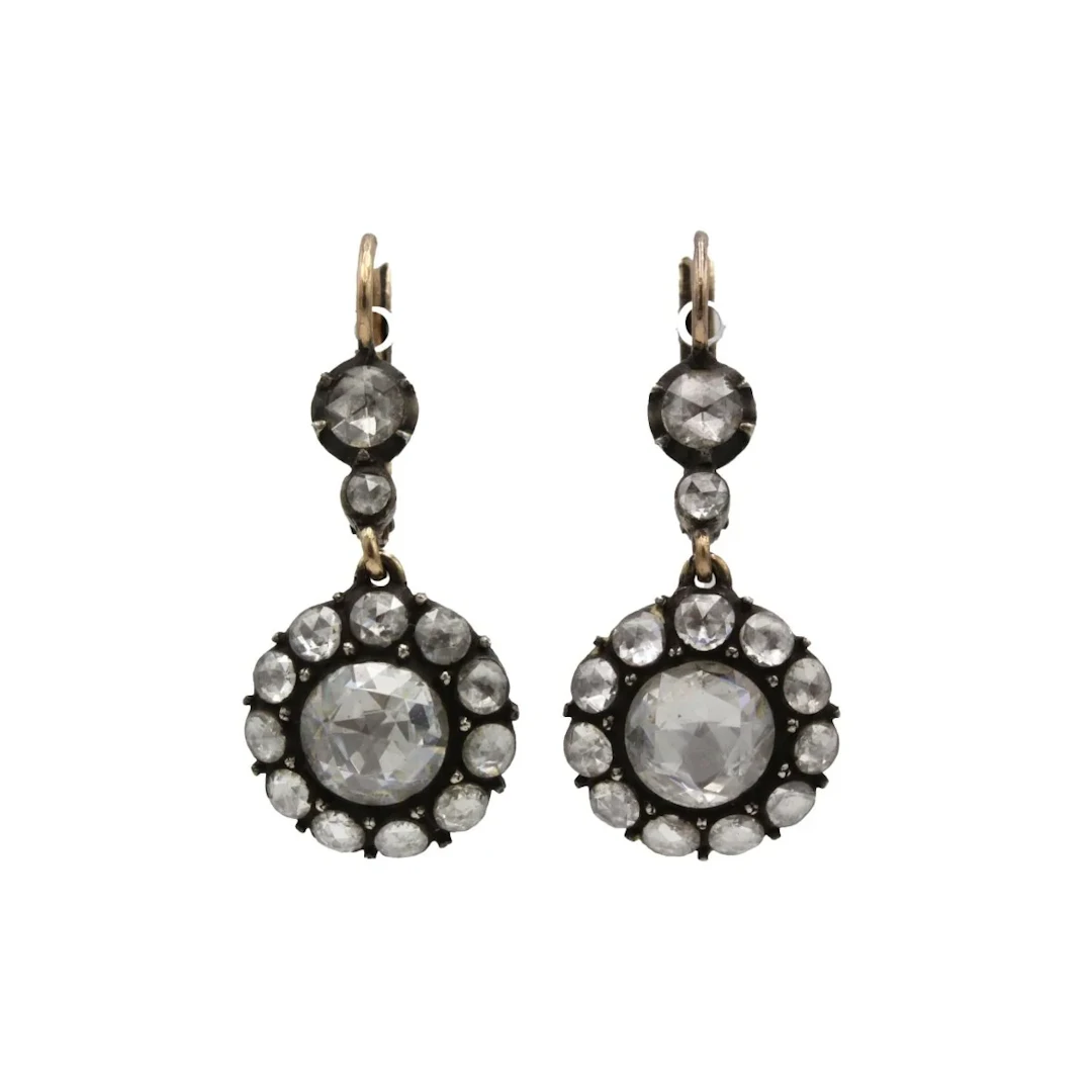 Earrings Sleepers in yellow gold and diamonds