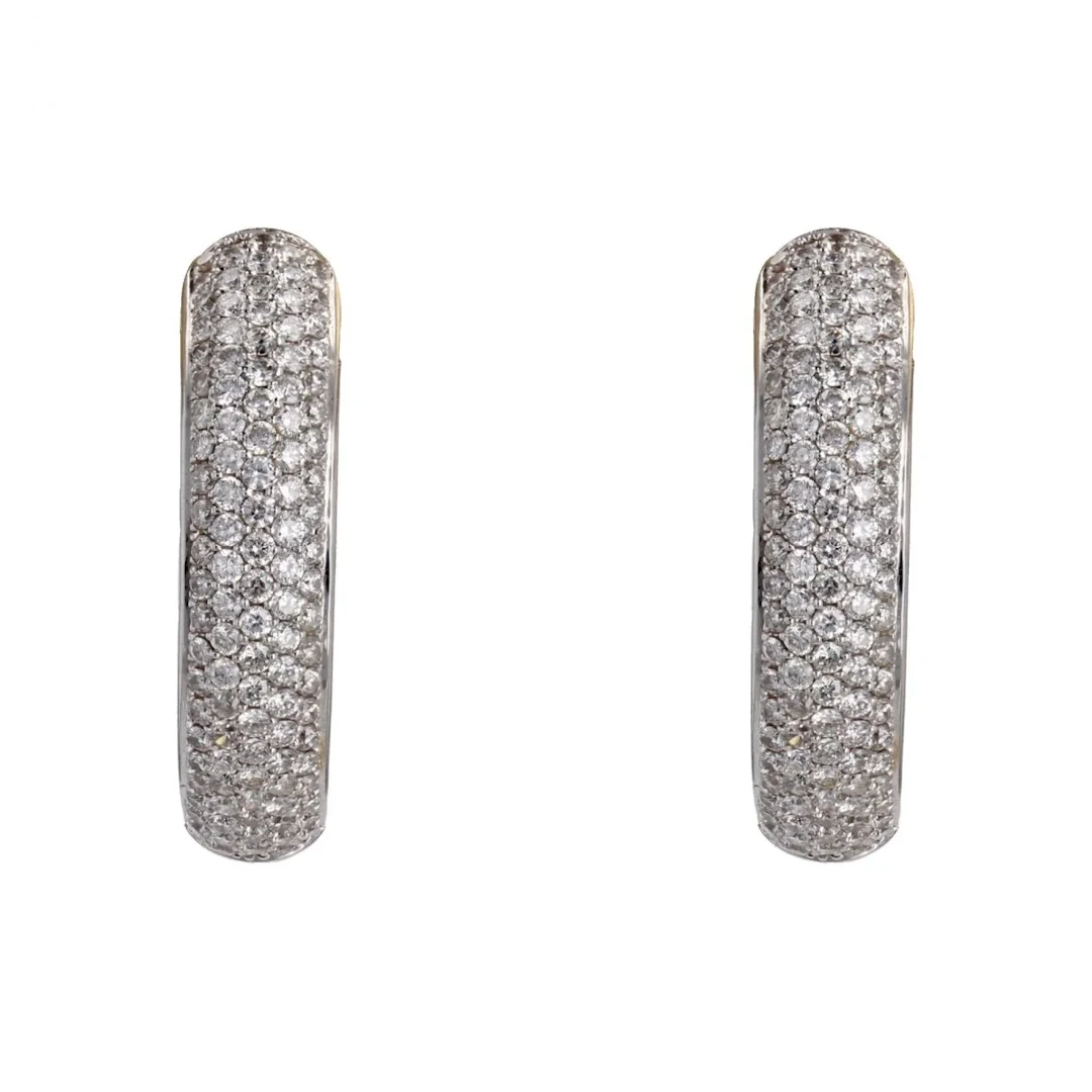 Earrings Creoles in white gold and diamonds