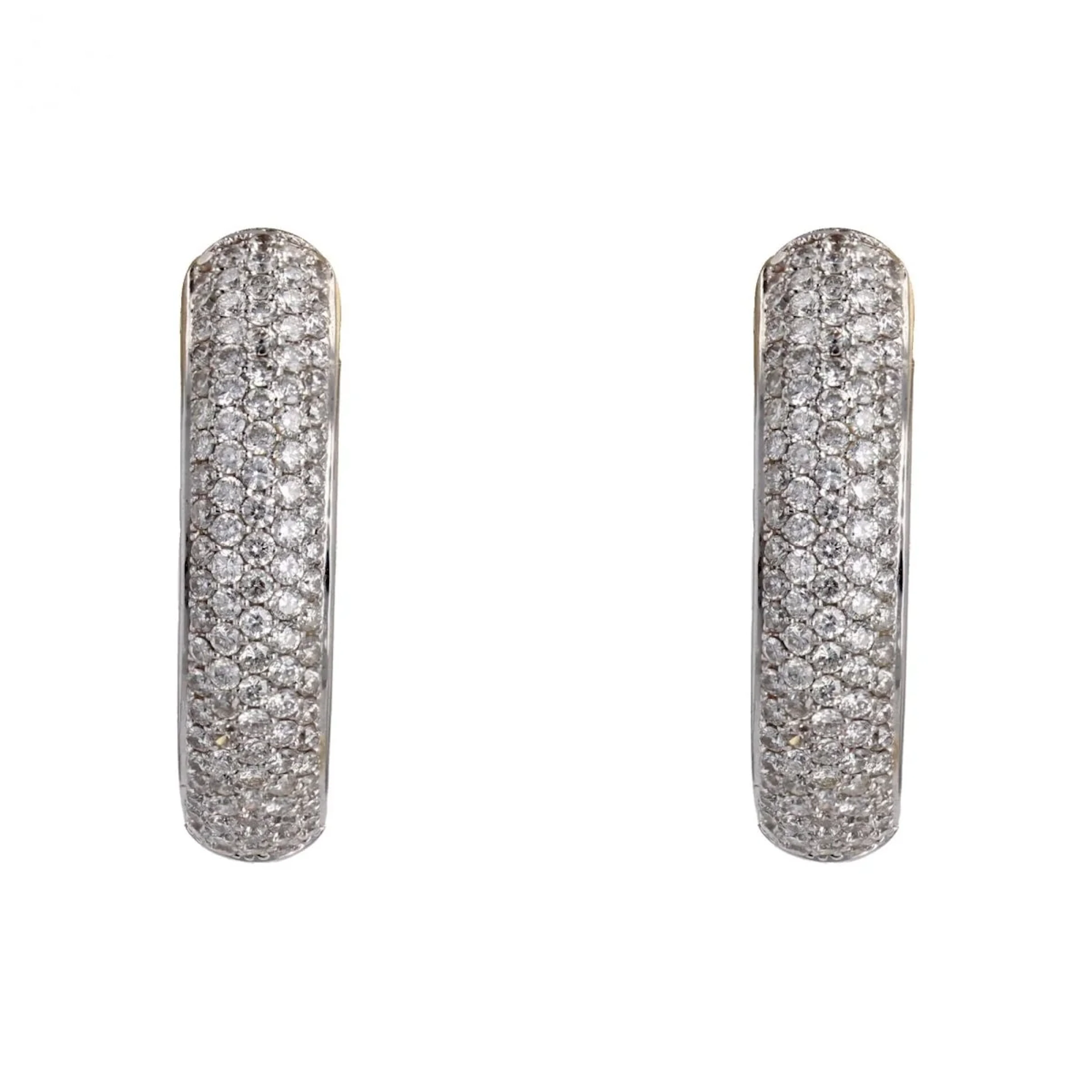 Earrings Creoles in white gold and diamonds