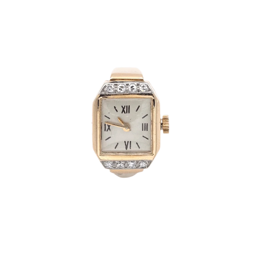 Bague montre Tank en or jaune et diamants