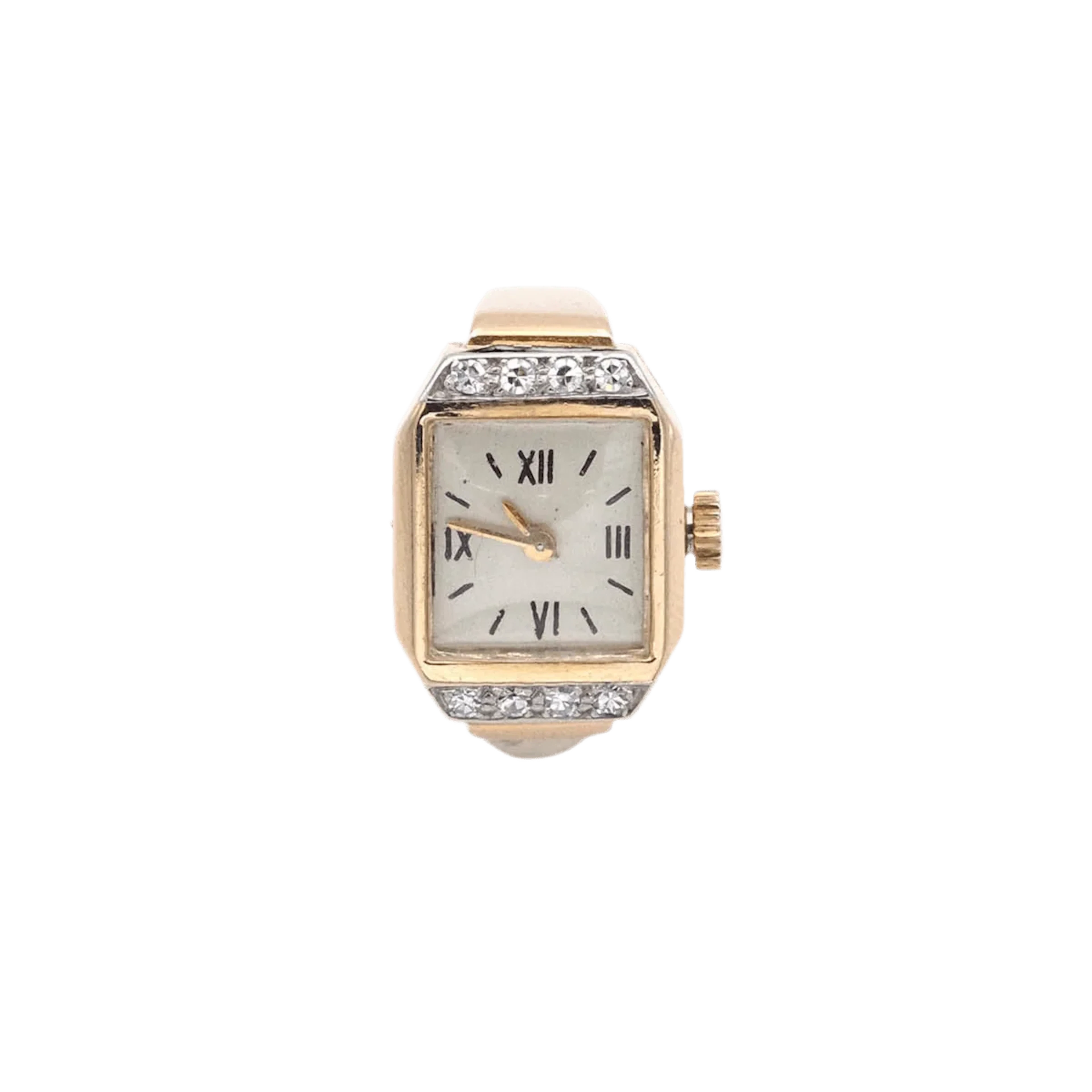 Bague montre Tank en or jaune et diamants