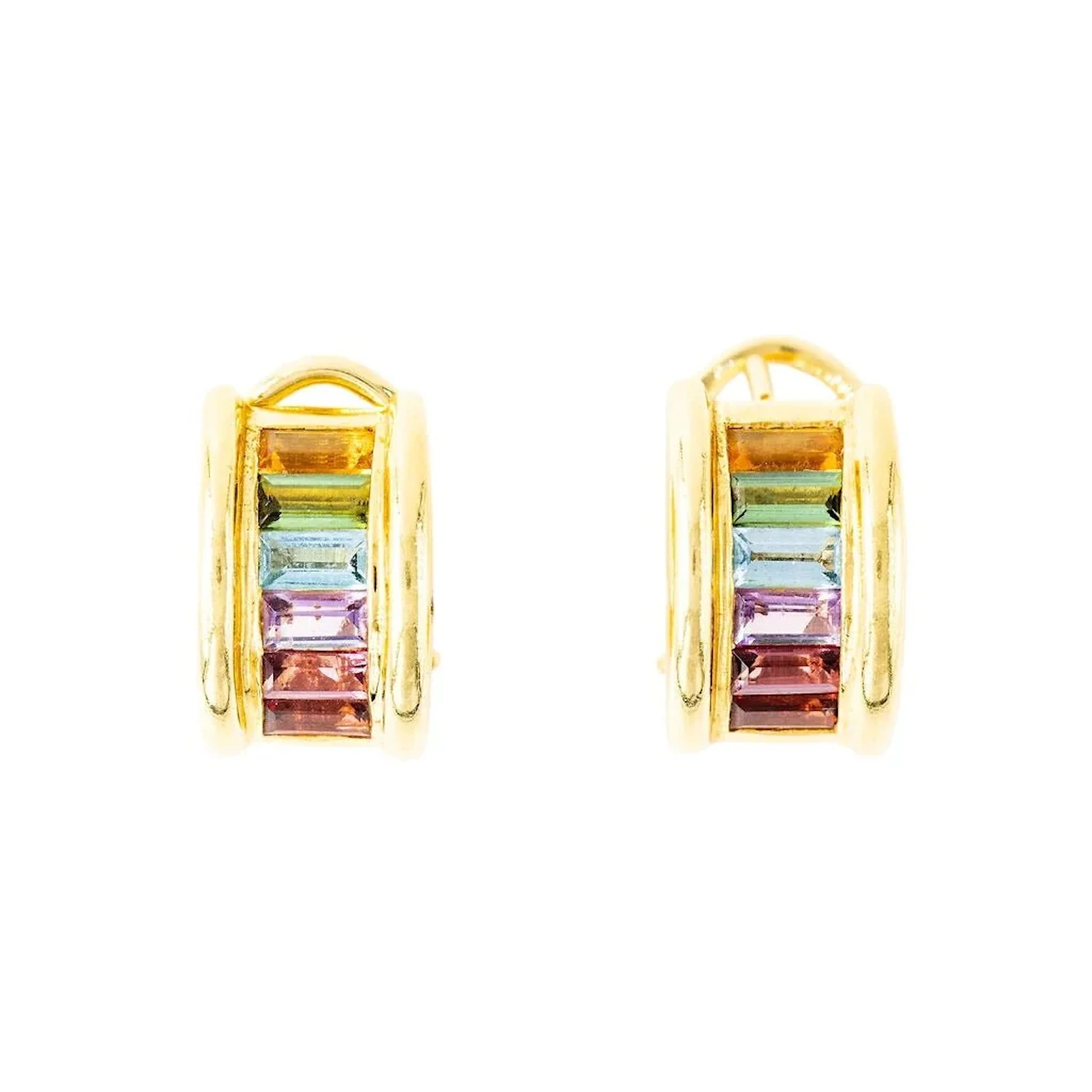 H. STERN "Rainbow" earrings in yellow gold, with Amethysts, Citrines