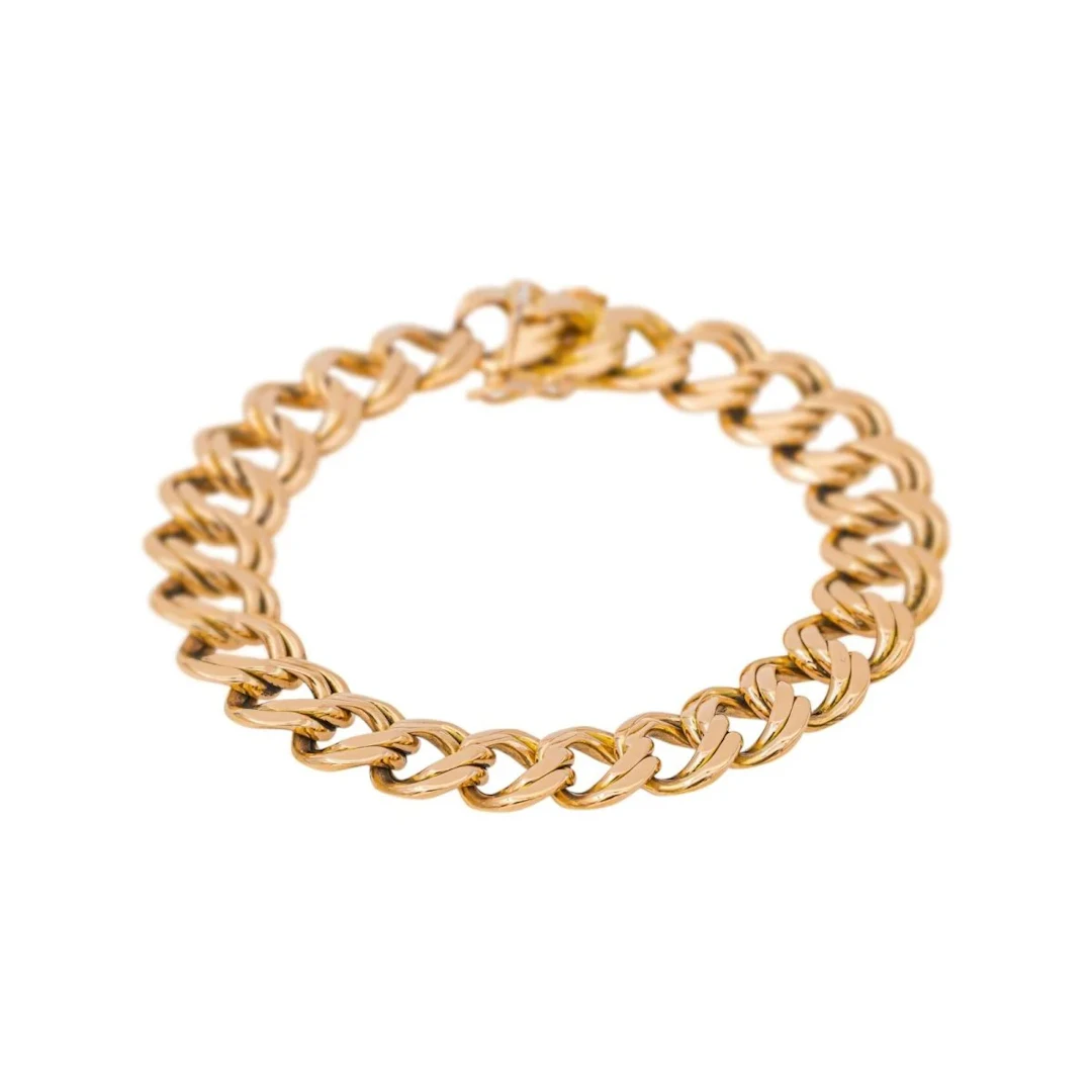 Double Curb chain Bracelet in Rose gold