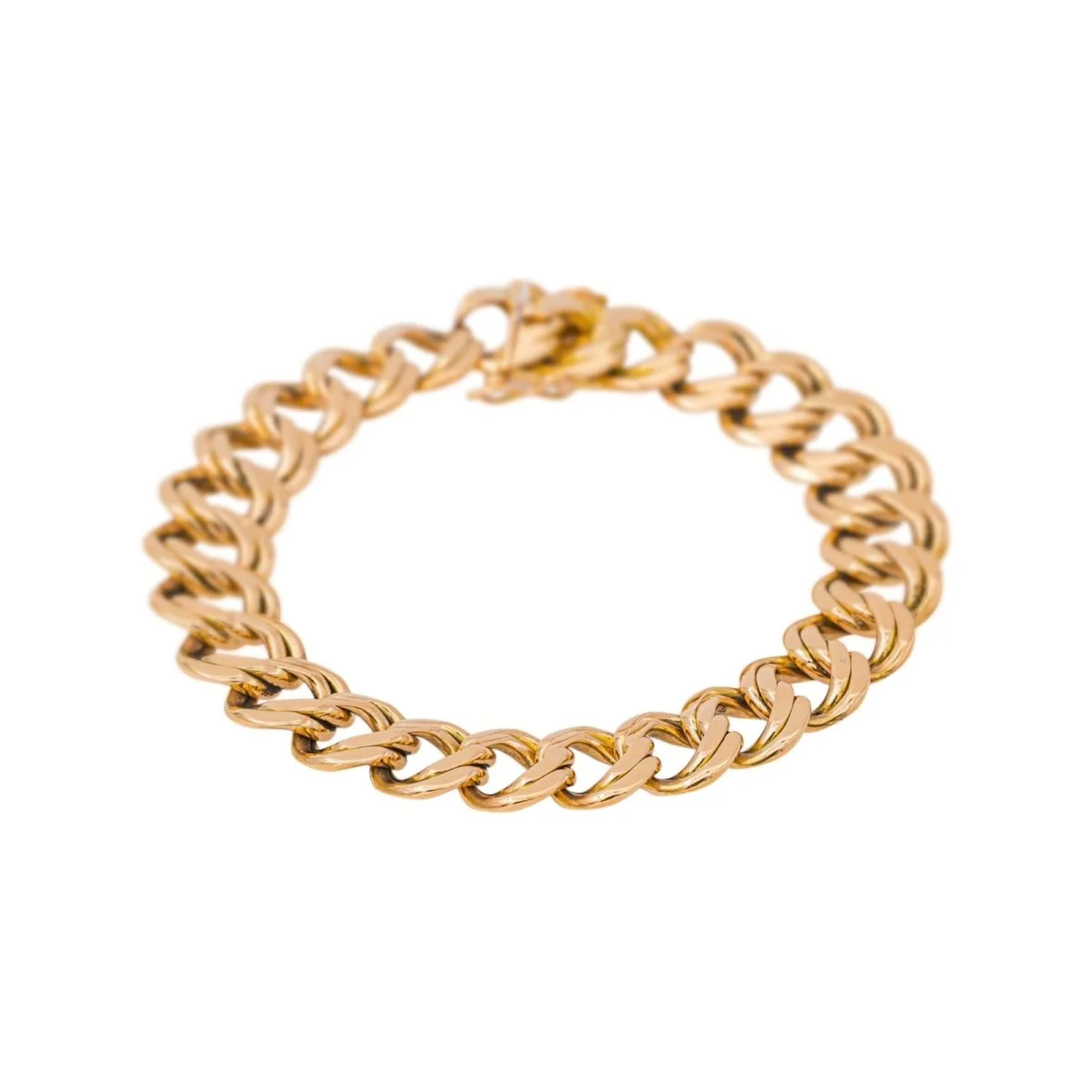 Double Curb chain Bracelet in Rose gold