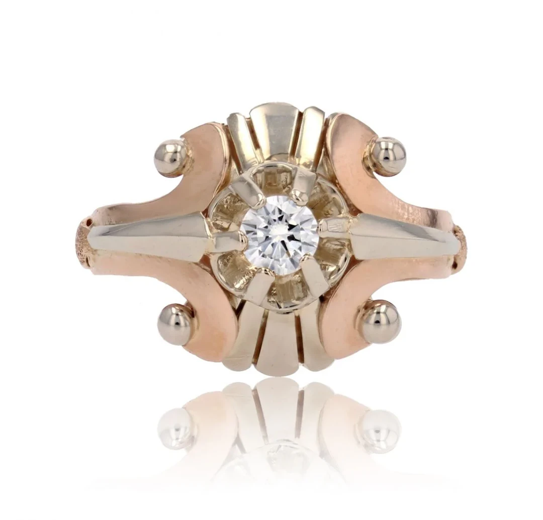 Bague Dôme en or rose, or blanc, perles et diamant