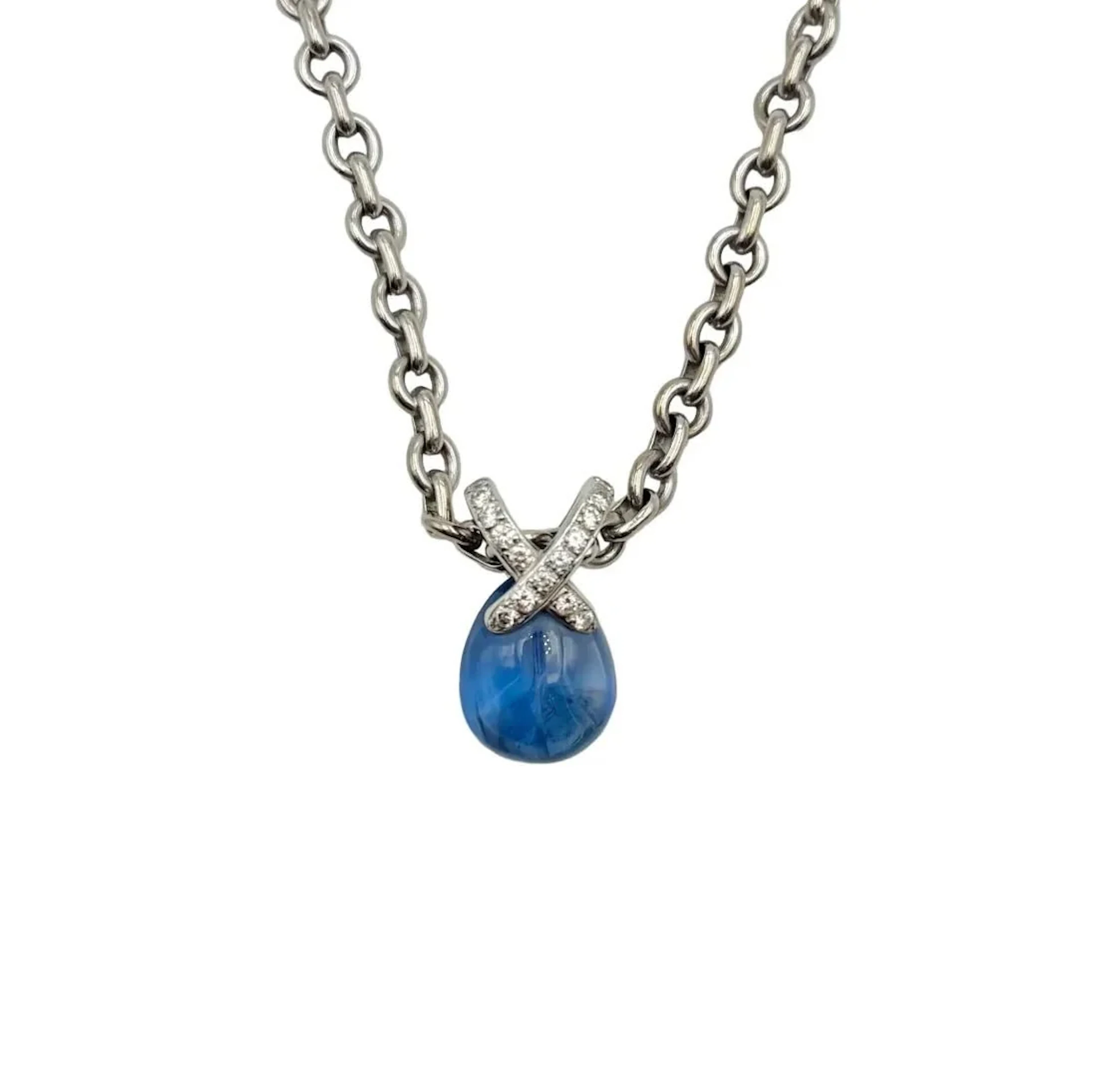 Necklace CHAUMET "Liens" pendant in white gold, sapphire and diamonds