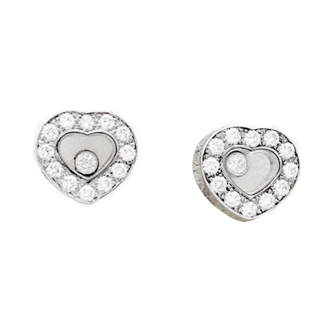 CHOPARD "Happy diamonds" flea earrings in white gold and diamonds