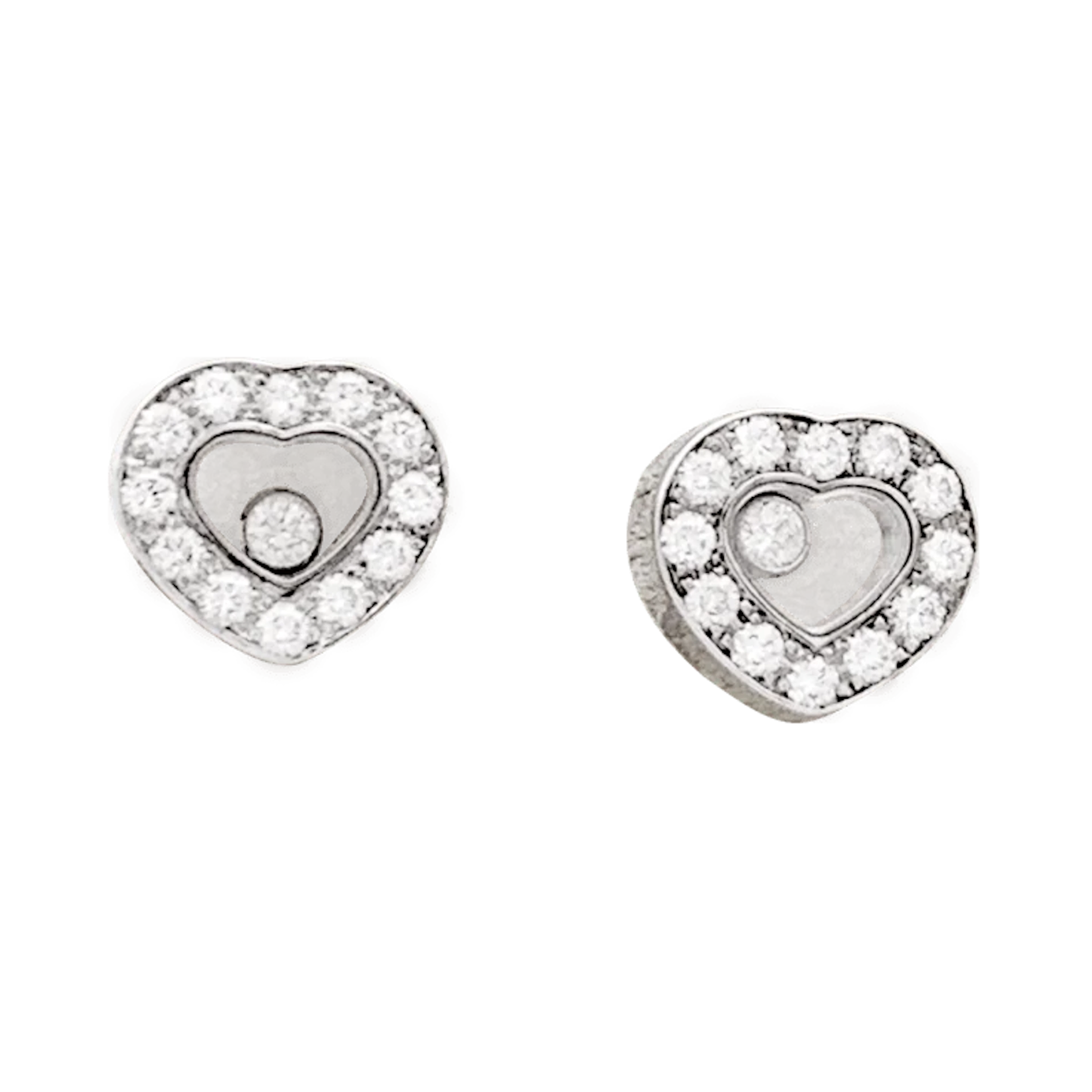 CHOPARD "Happy diamonds" flea earrings in white gold and diamonds