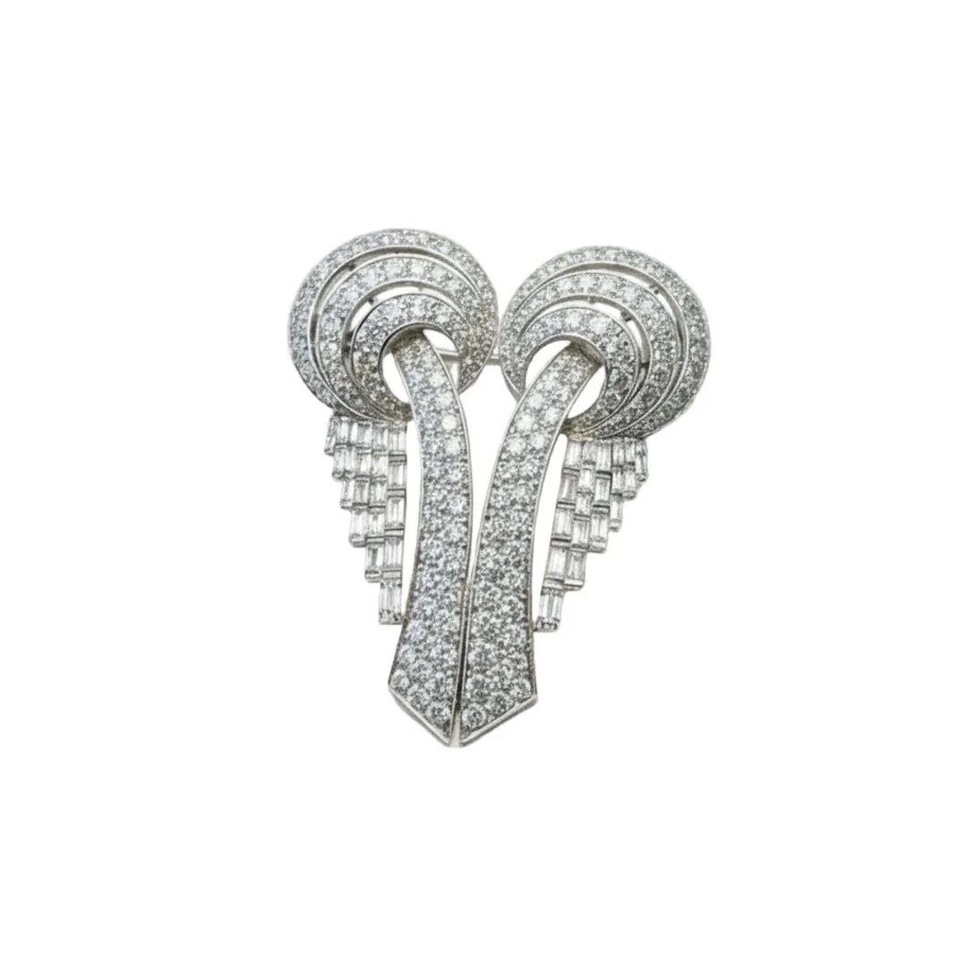 Art Deco brooch in platinum and diamonds – Transformable piece