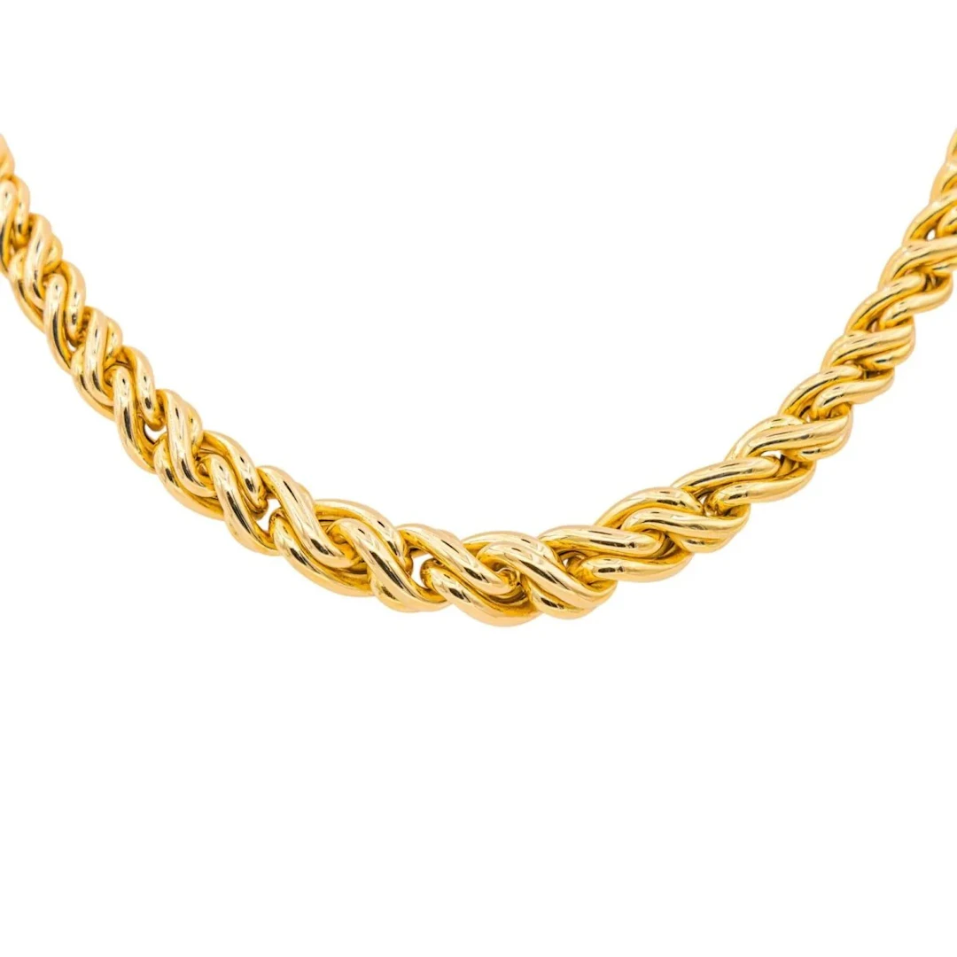 Necklace CAPLAIN mesh in yellow gold and sapphire