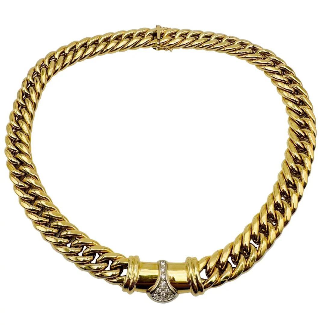 Link Necklace in Yellow gold and Diamonds