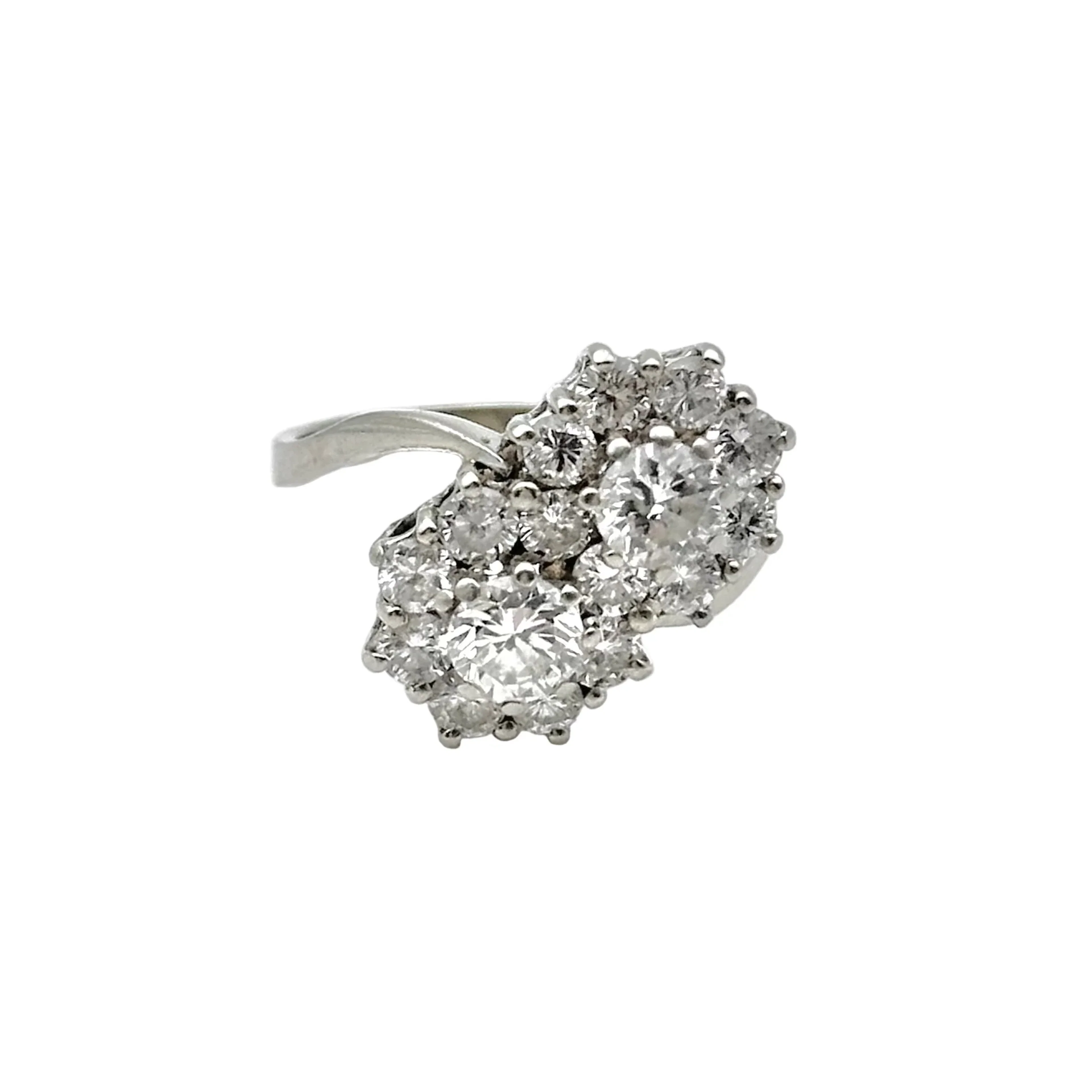 Double Daisy ring in white gold and diamonds