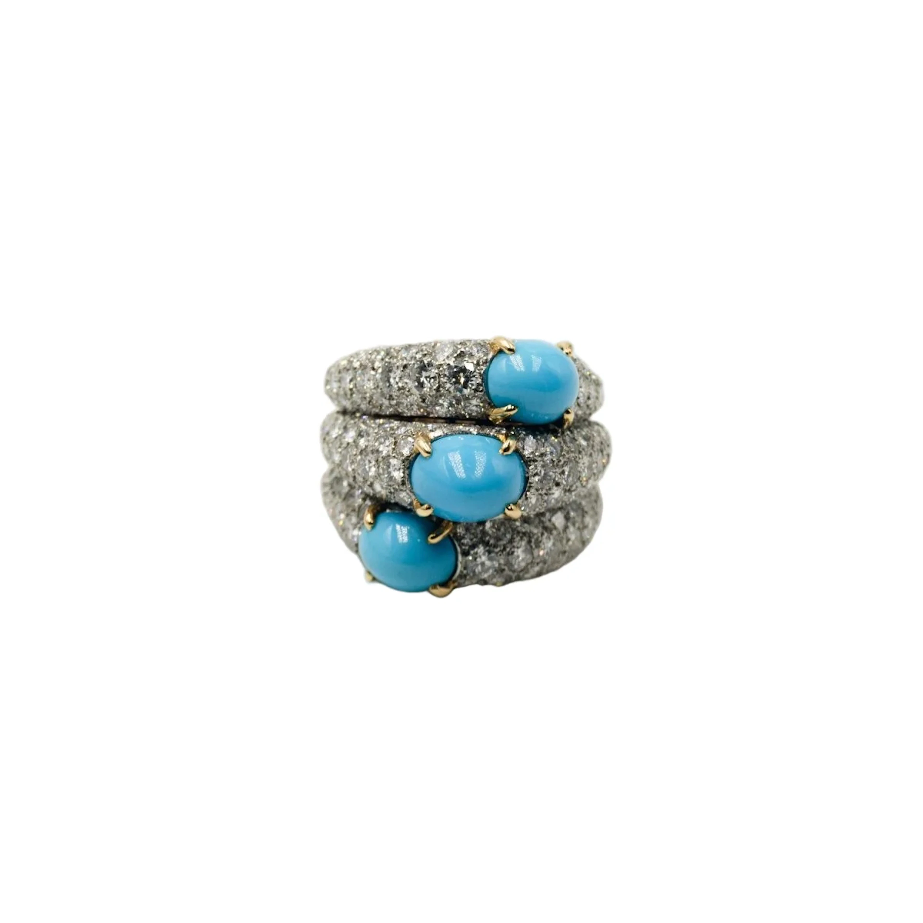 Cartier ring in yellow gold, platinum, turquoise and diamonds