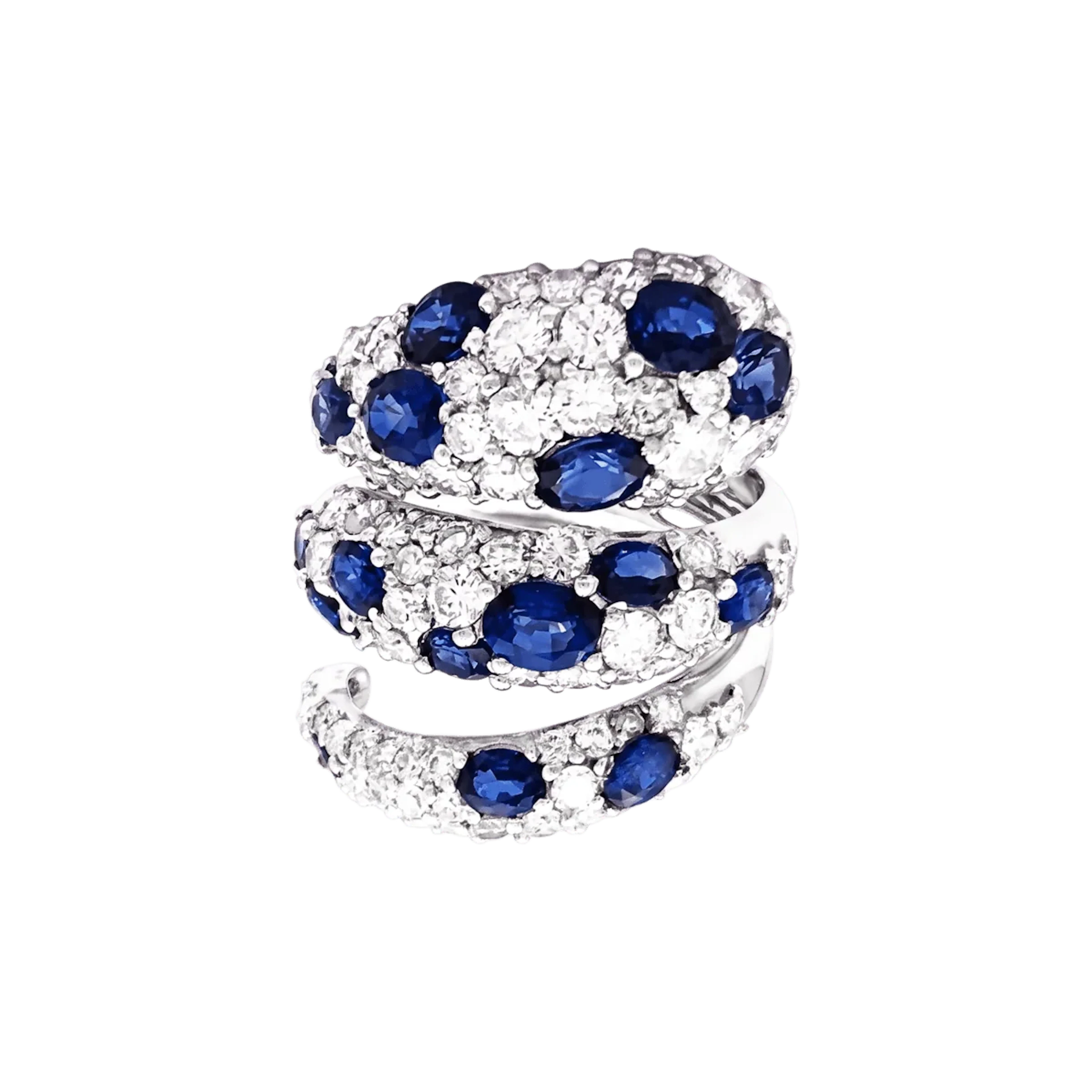 Bague en or blanc, saphirs et diamants