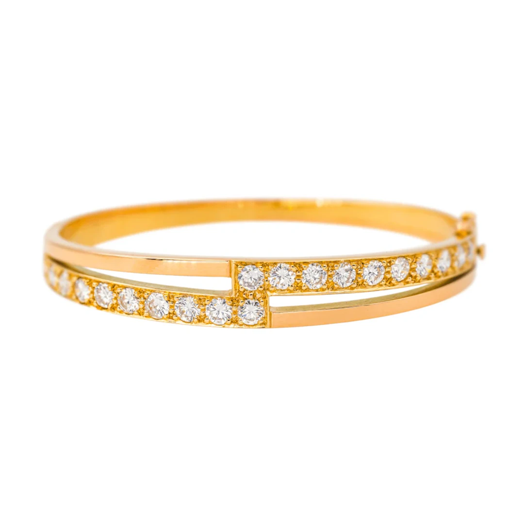 Bracelet Jonc in yellow gold and diamonds