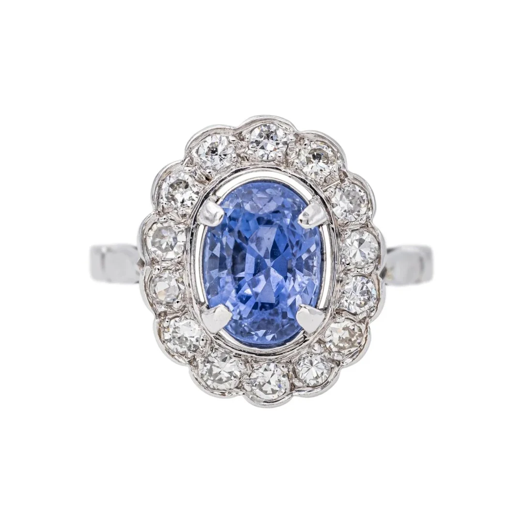 Pompadour Ring in White gold with Sapphire