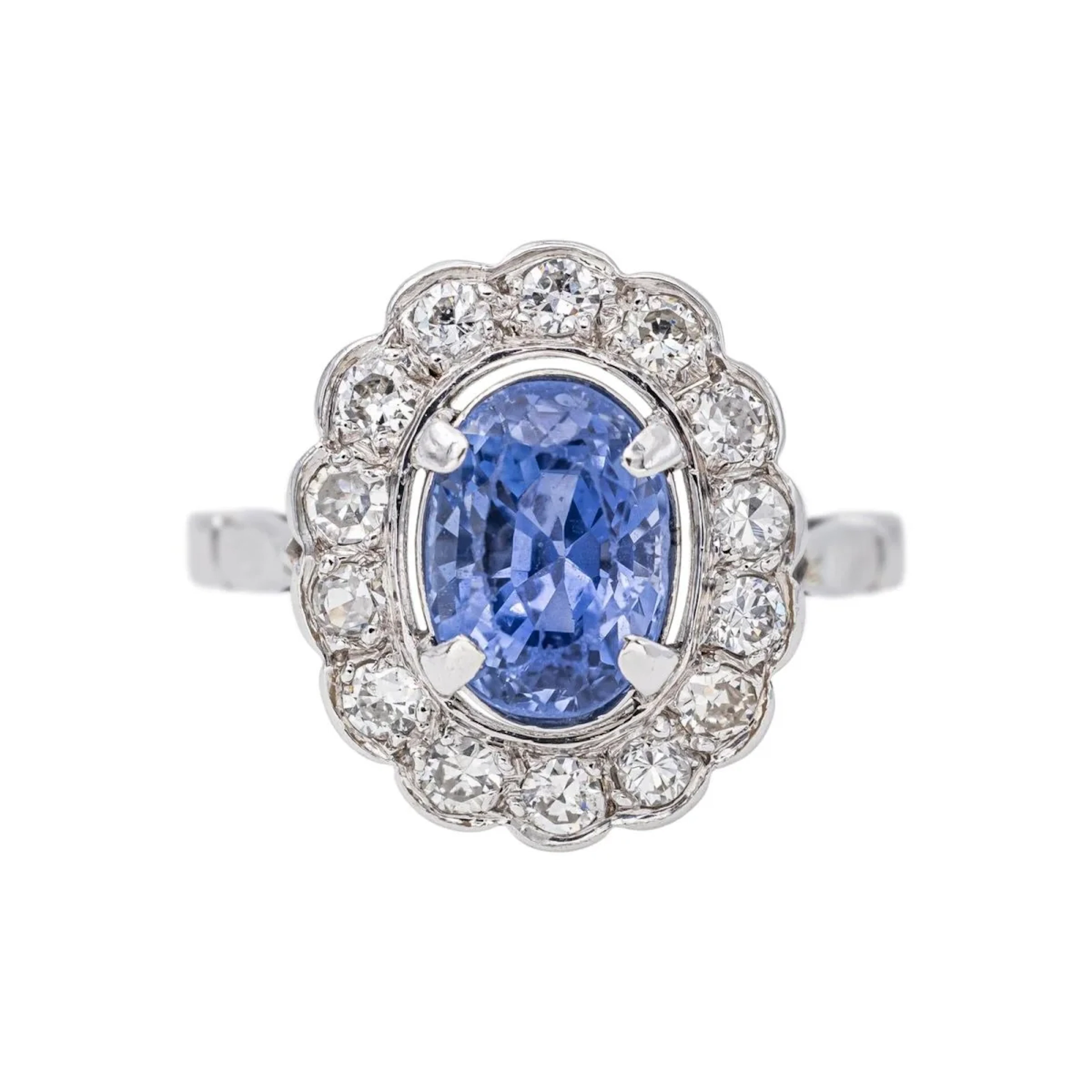 Pompadour Ring in White gold with Sapphire