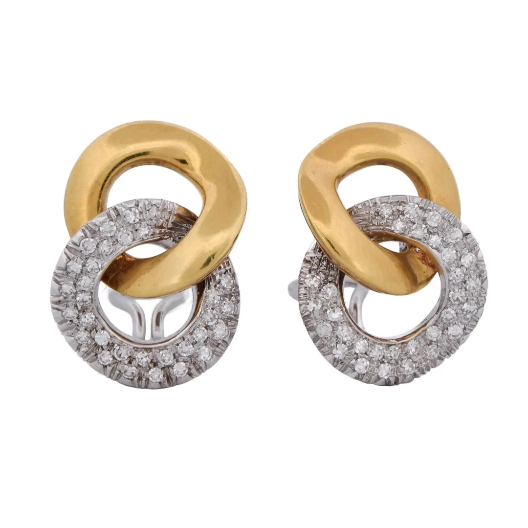 LUNATI Clip-On Earrings in White gold, Yellow gold, and Diamonds