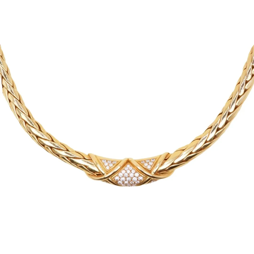 GAY FRÈRES Link Necklace in Yellow Gold and Diamonds