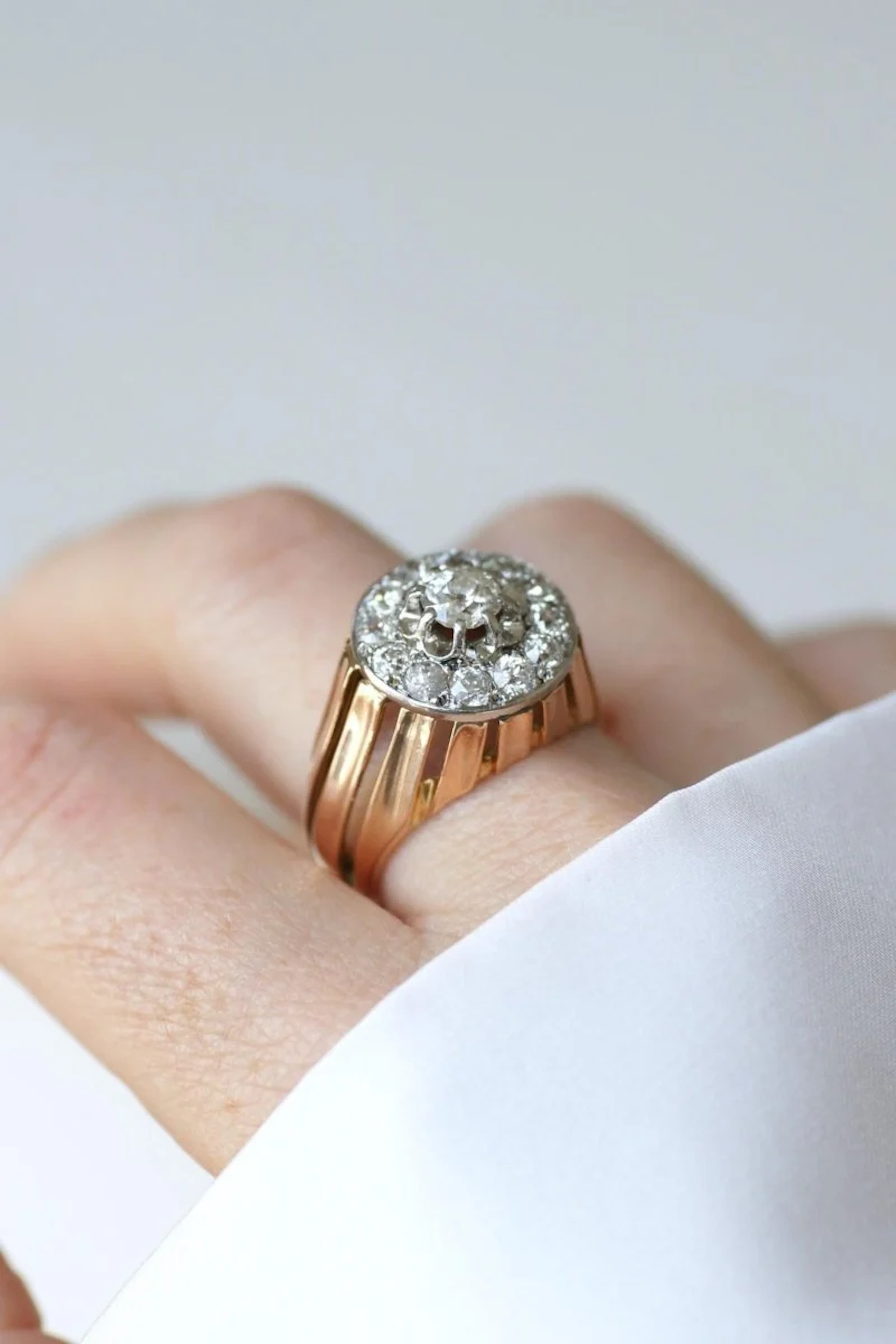 Ring Dome diamonds 2.40 Cts rose gold and platinum 40s