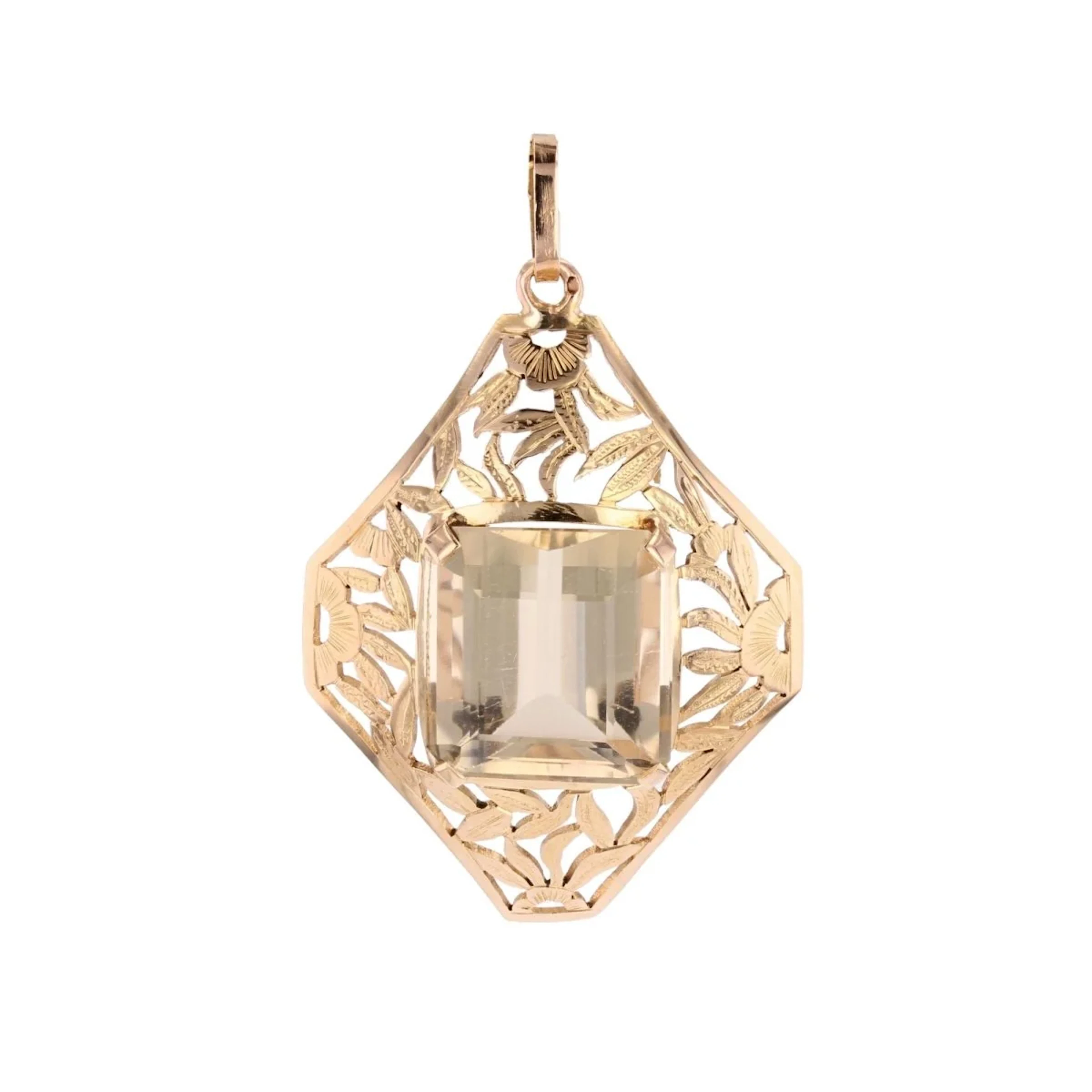 Rose gold and citrine pendant