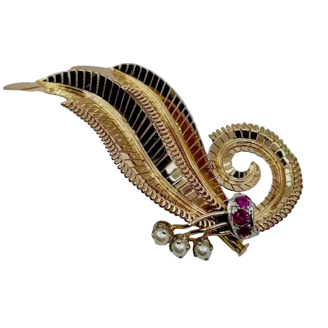 1950s leaf brooch