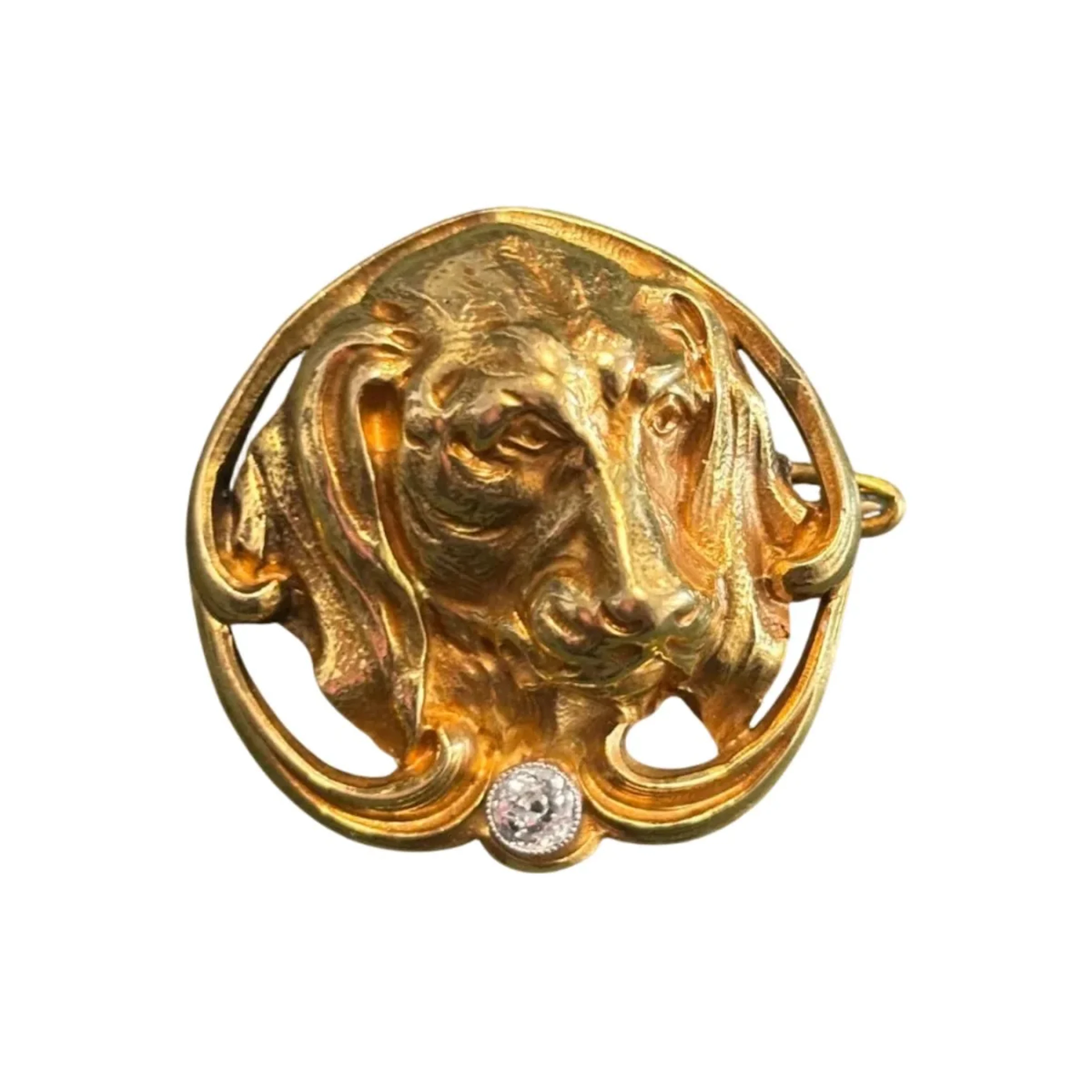 Yellow gold and Diamond Brooch Pin