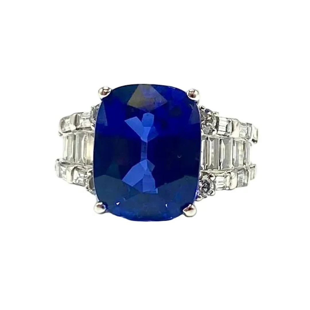White Gold, Sapphire, and Diamond Ring