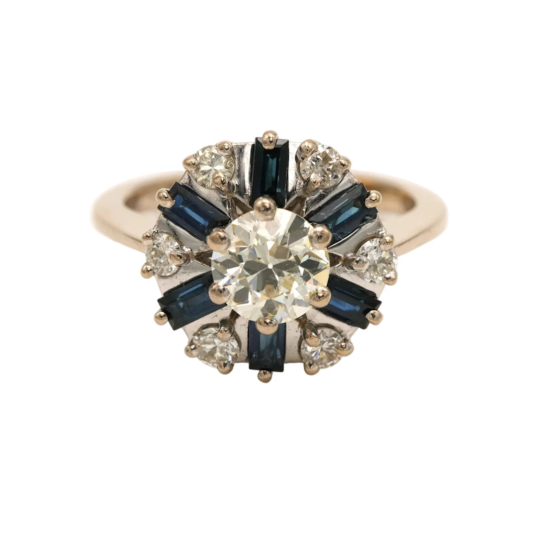 "Entourage" Ring in White Gold, Sapphires, and Diamonds