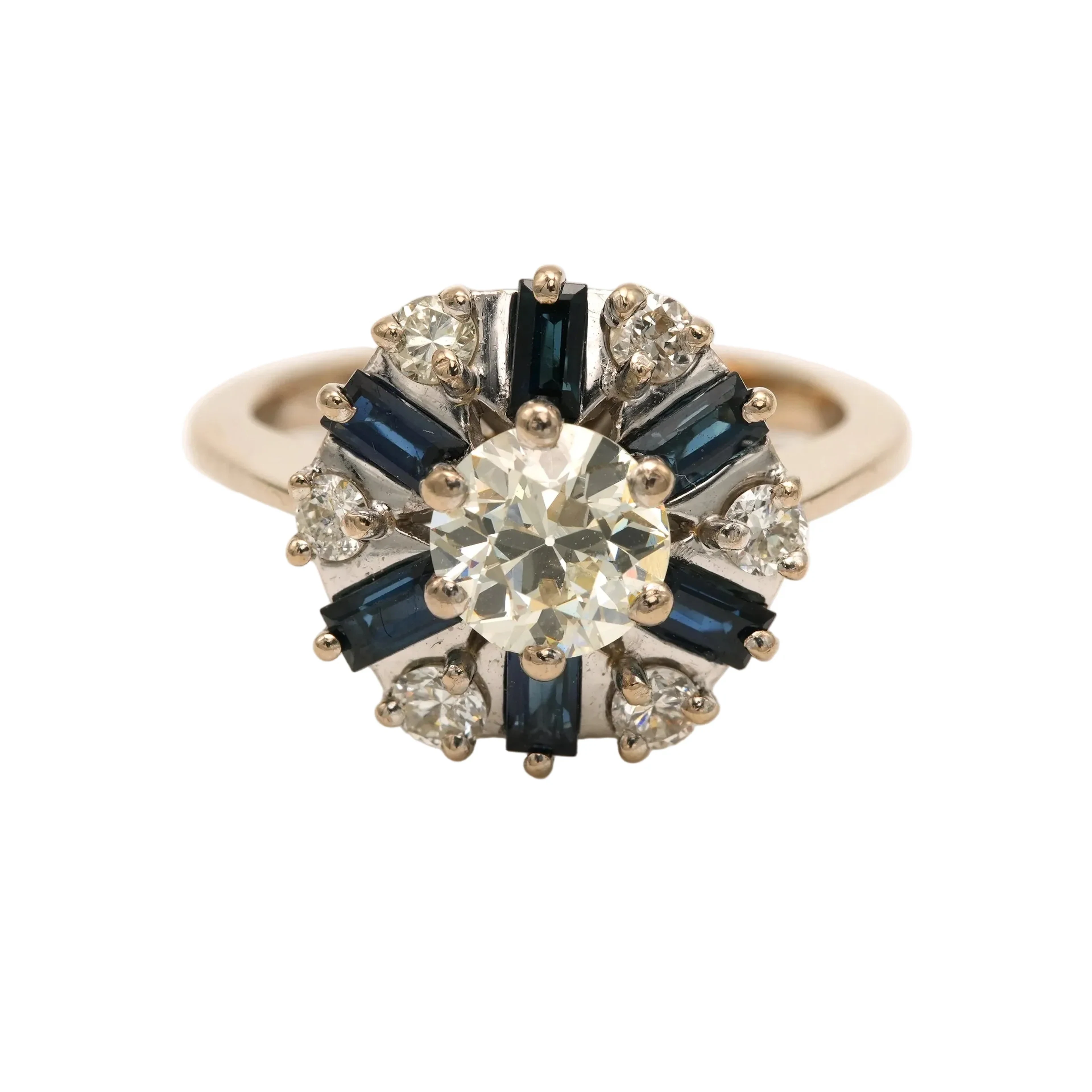 "Entourage" Ring in White Gold, Sapphires, and Diamonds