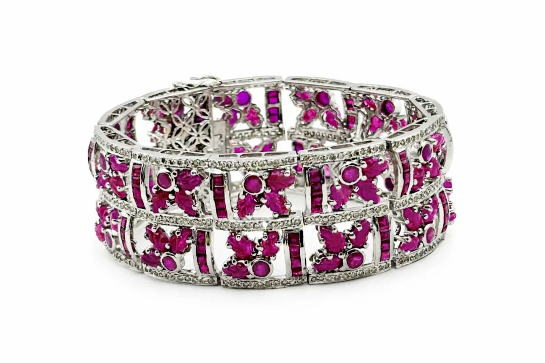 Bracelet PULSERA Articulated in white gold and ruby