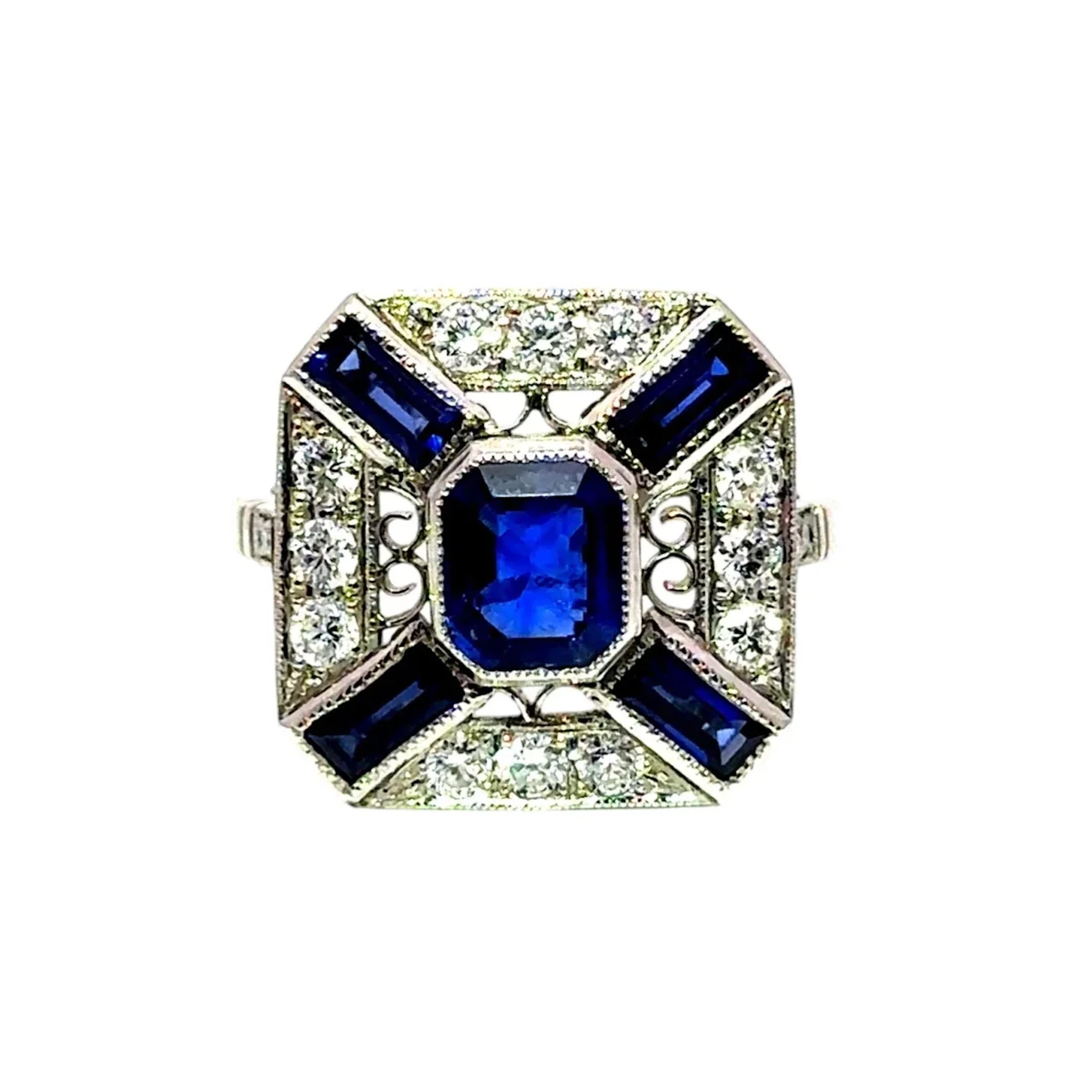 Cocktail Ring in Platinum, Sapphires, and Diamonds