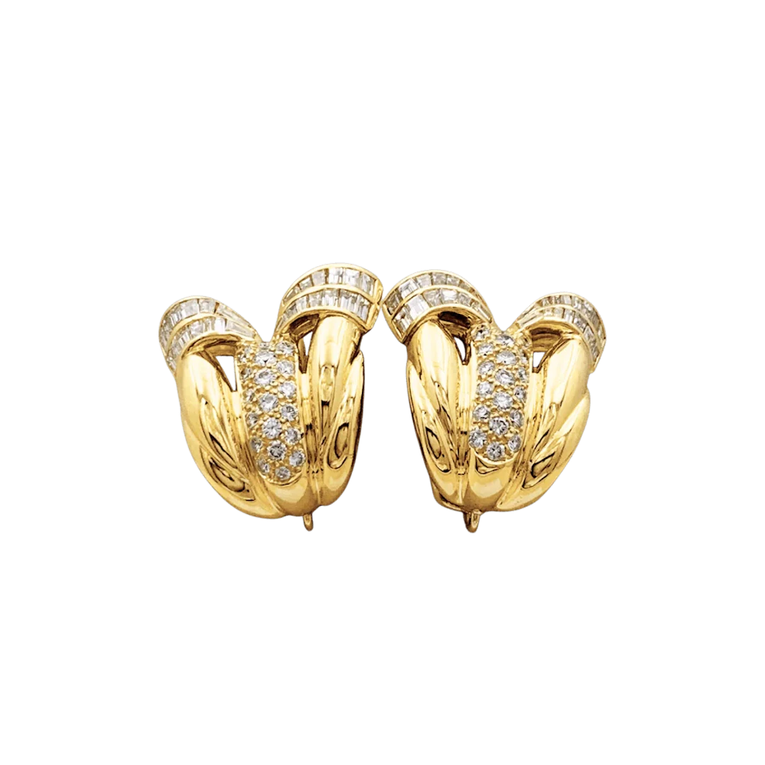 Boucles d'oreilles Clips en or jaune et diamants