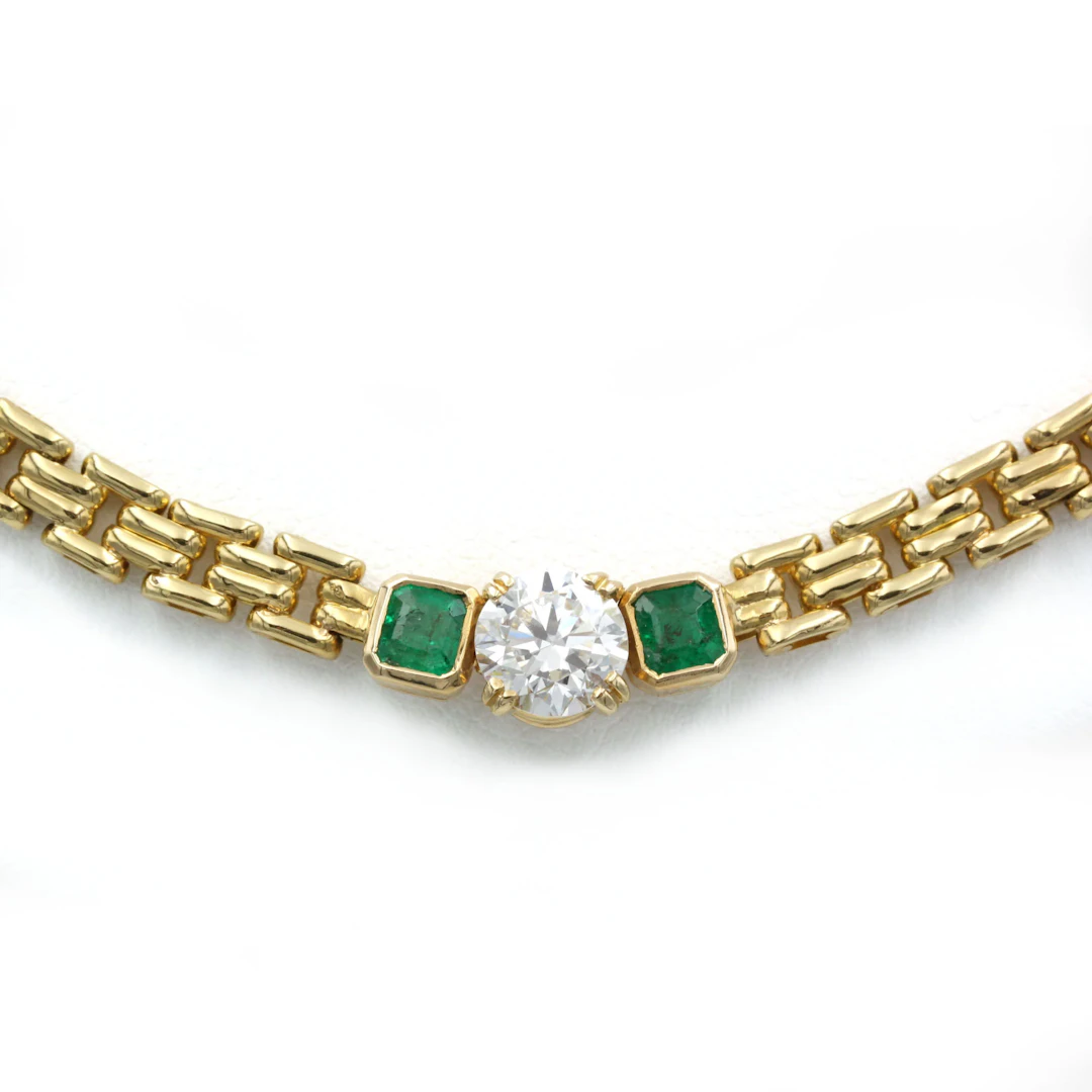 Collier Or, Diamant & Emeraudes - René KREISS