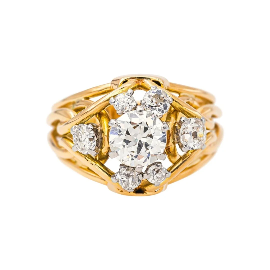 Retro White Gold Diamond Ring