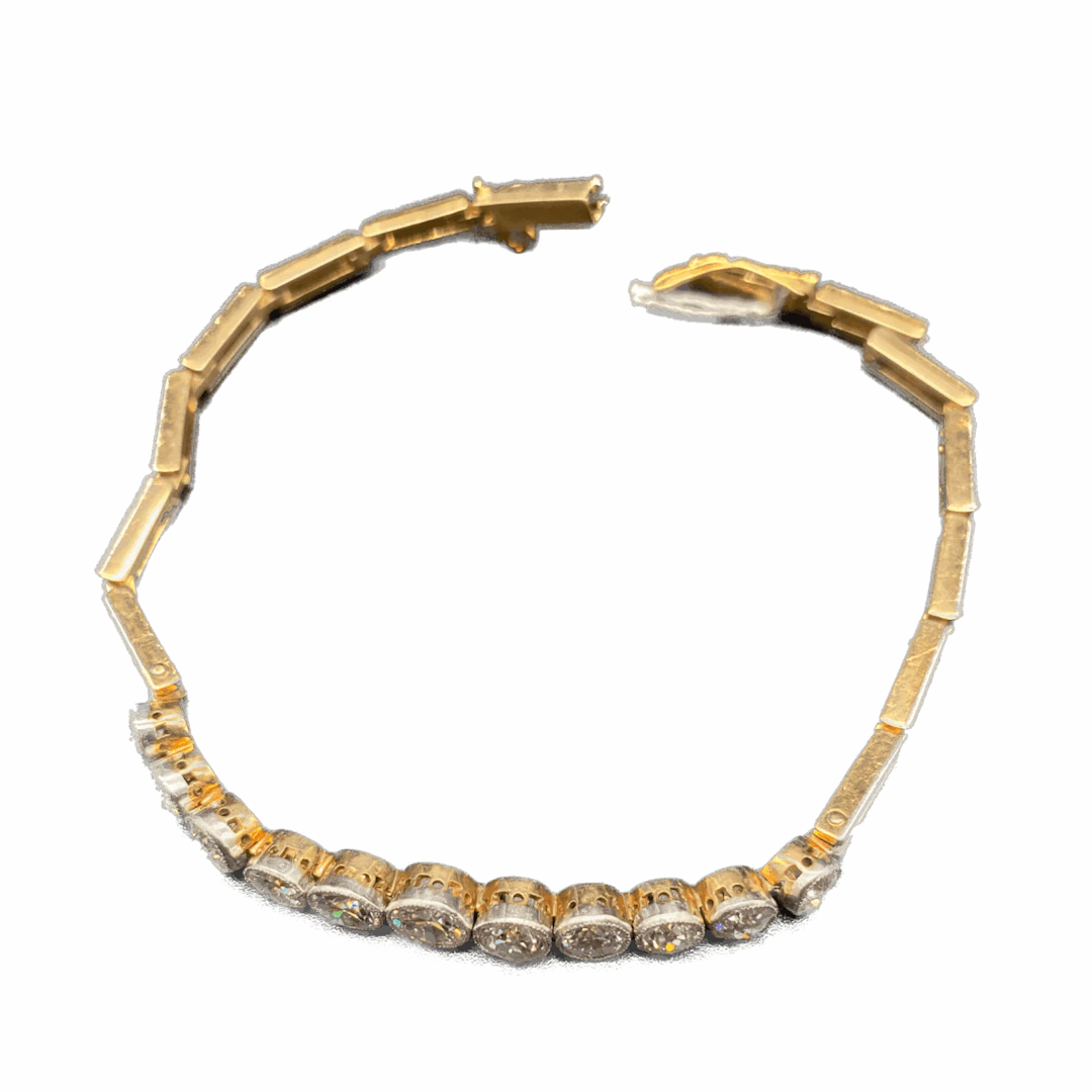 "Ligne" Bracelet in Yellow Gold, Platinum, and Diamonds