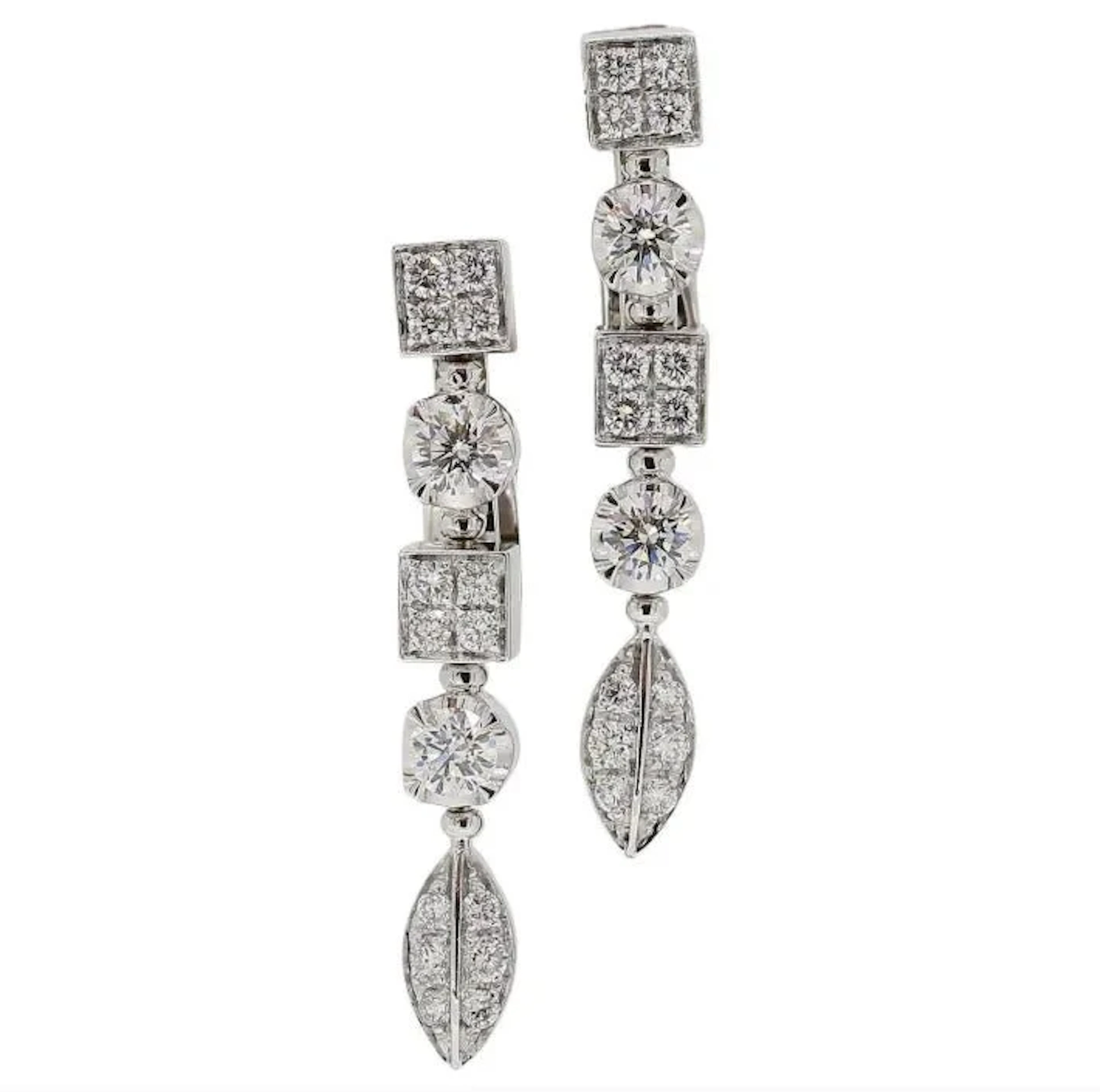 BULGARI "Lucea" White gold and Diamond Drop Earrings