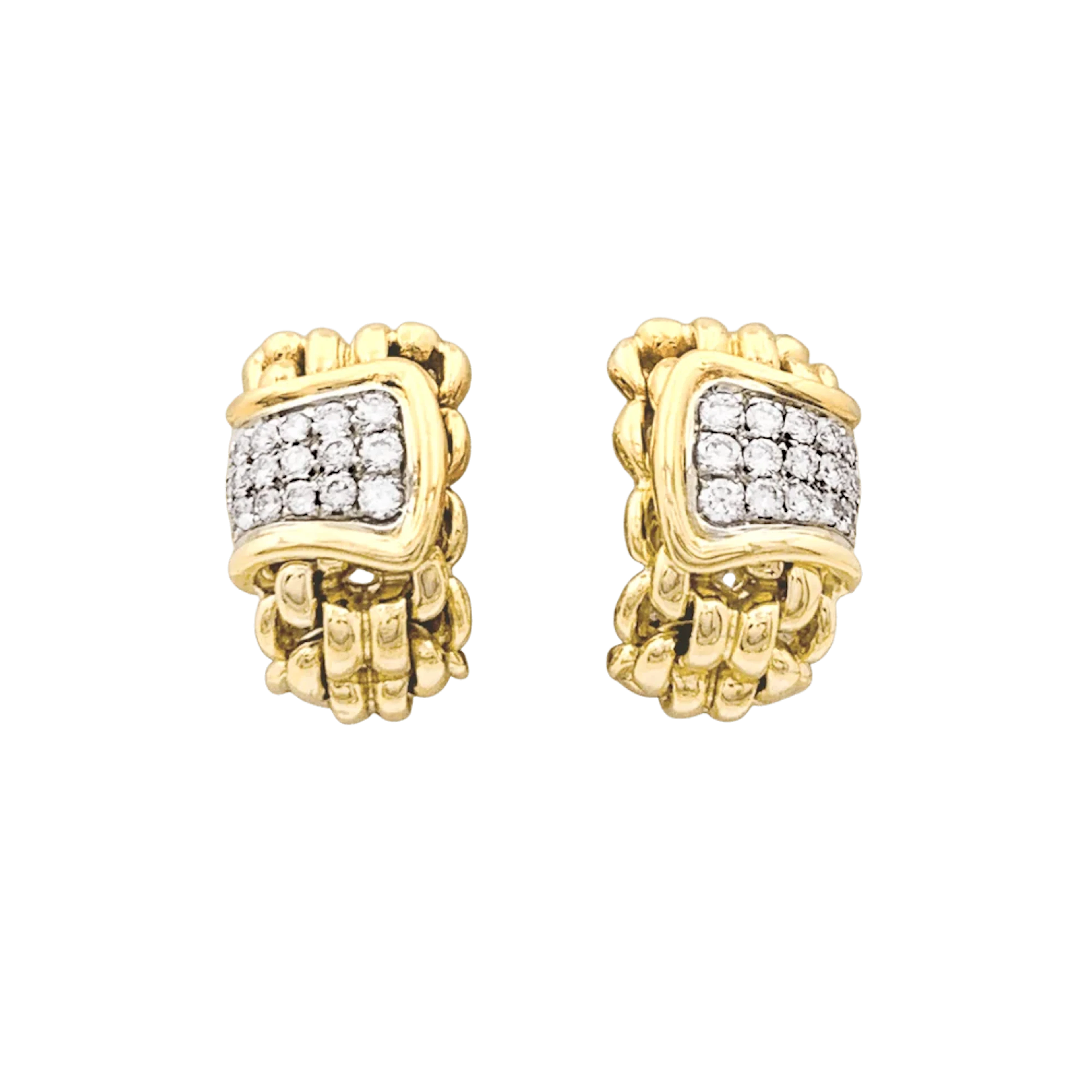 Boucles d'oreilles Clips en or blanc, or jaune et diamants