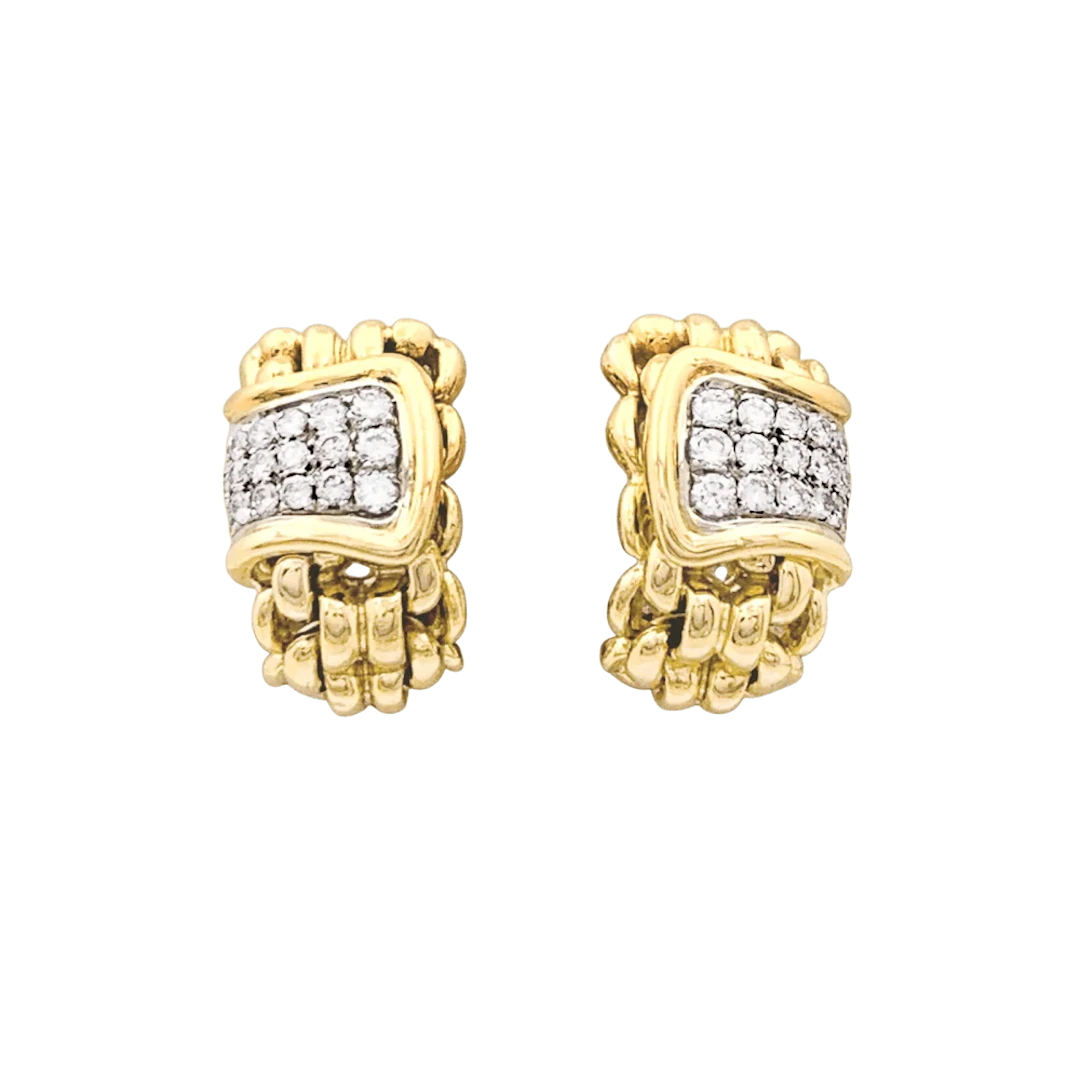 Boucles d'oreilles Clips en or blanc, or jaune et diamants