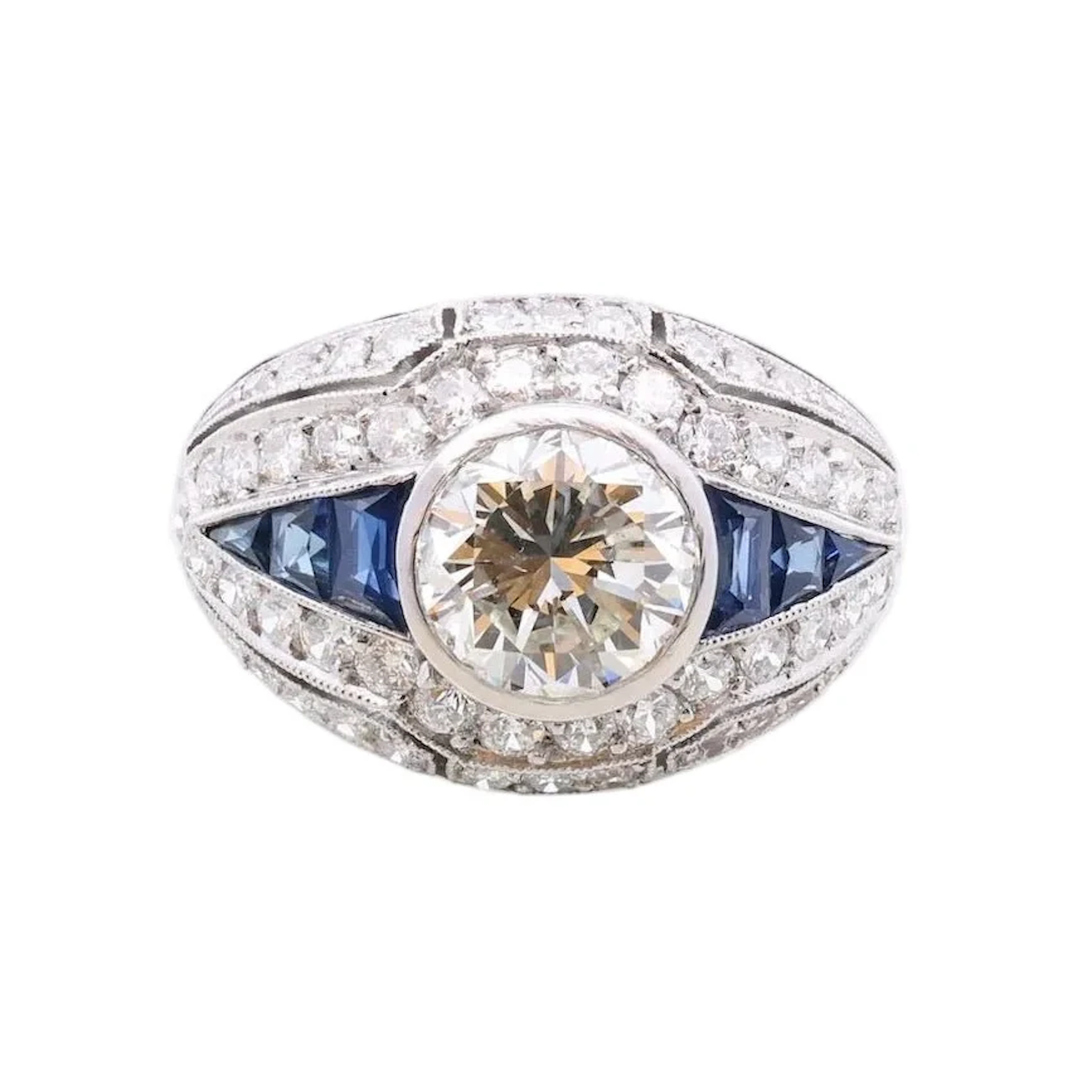 Bague Dôme en platine, saphirs et diamants