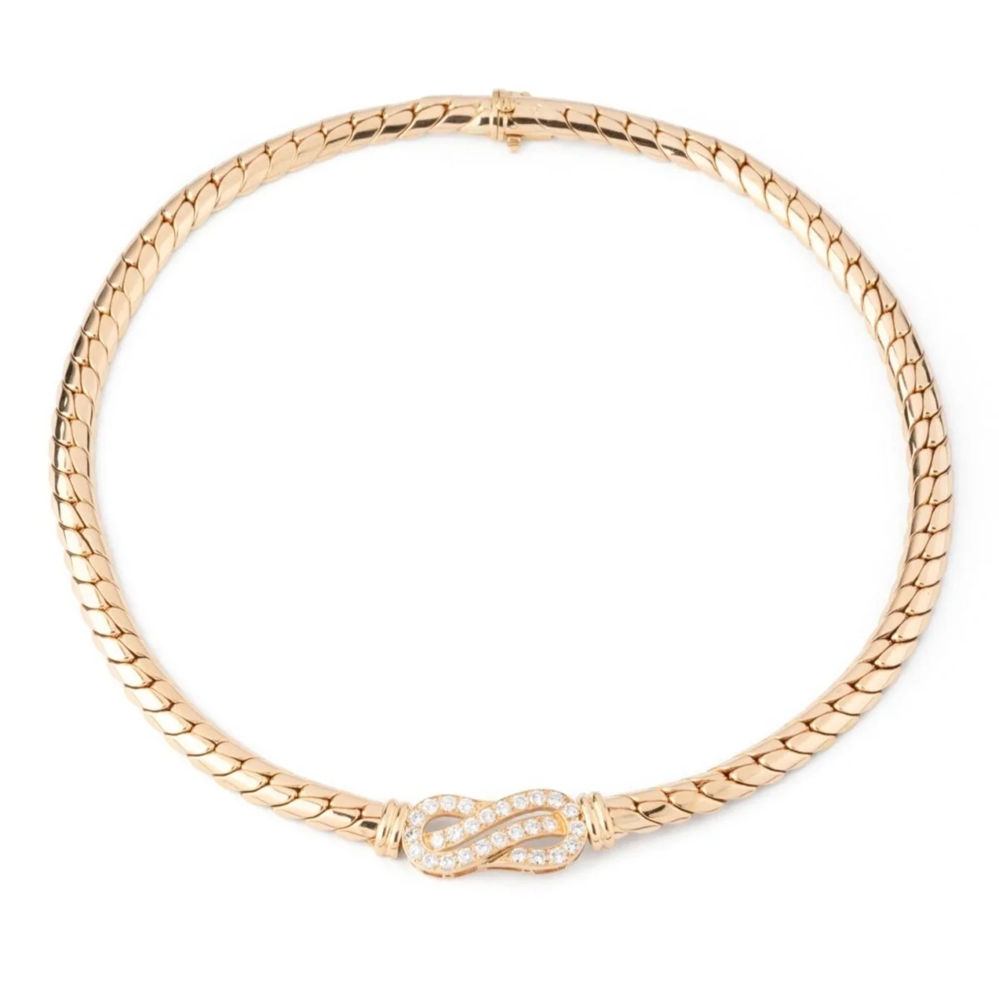 VAN CLEEF & ARPELS English Mesh necklace in yellow gold and diamonds