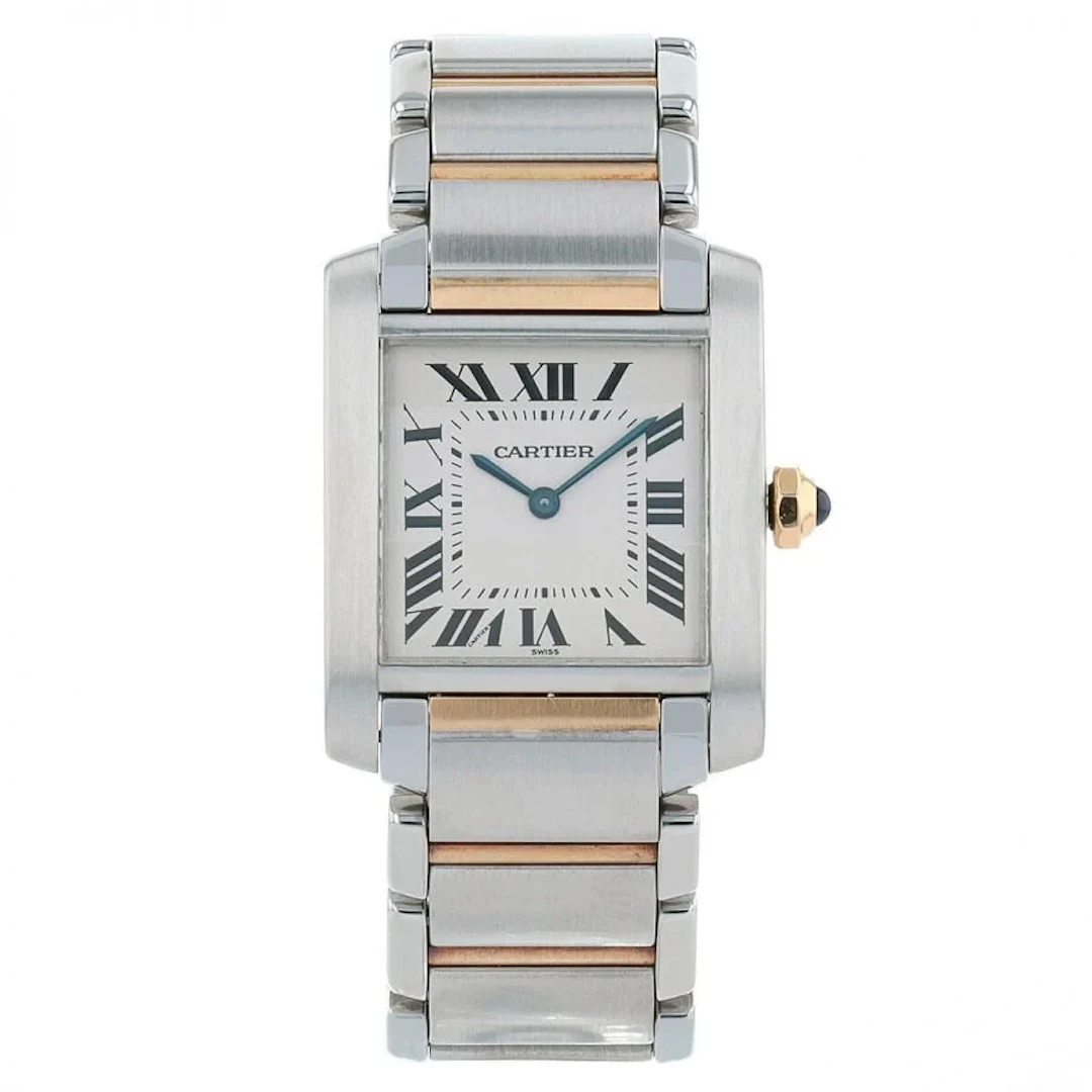 CARTIER "Tank Française" watch in yellow gold and stainless steel