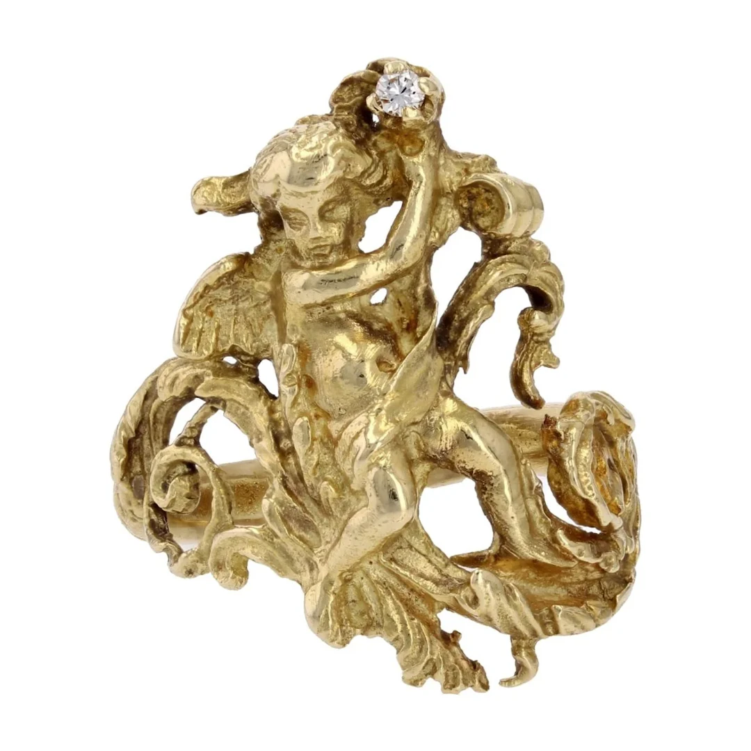 Cocktail ring in yellow gold and diamond
