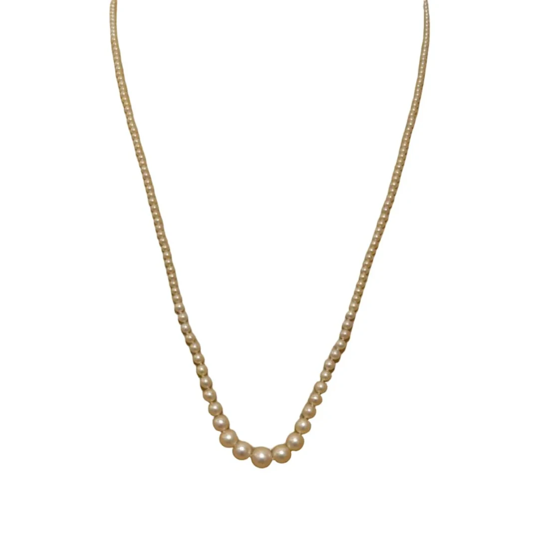 Gold, Platinum, and Diamond Pearl Necklace