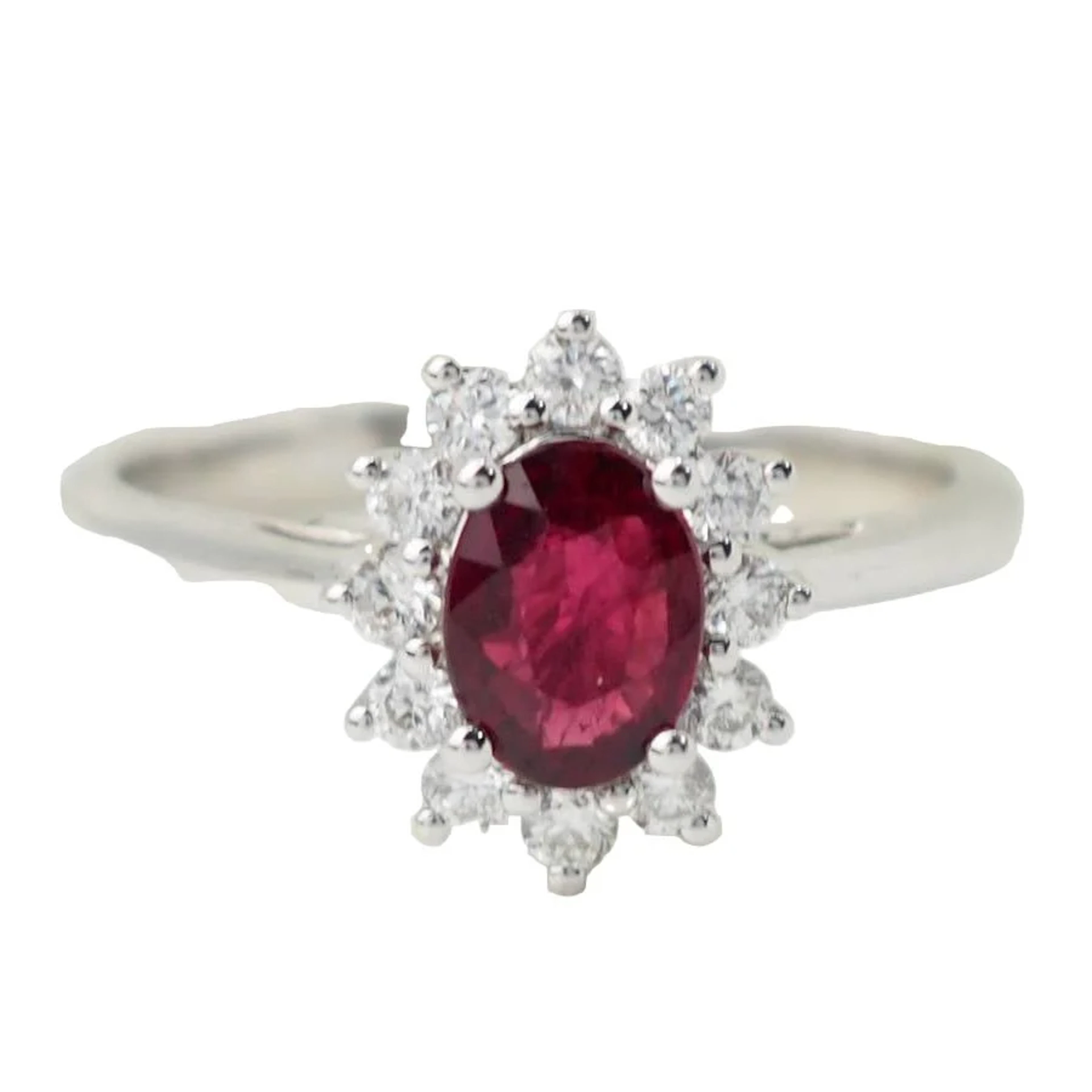 Ring Marguerite in white gold, ruby and diamonds
