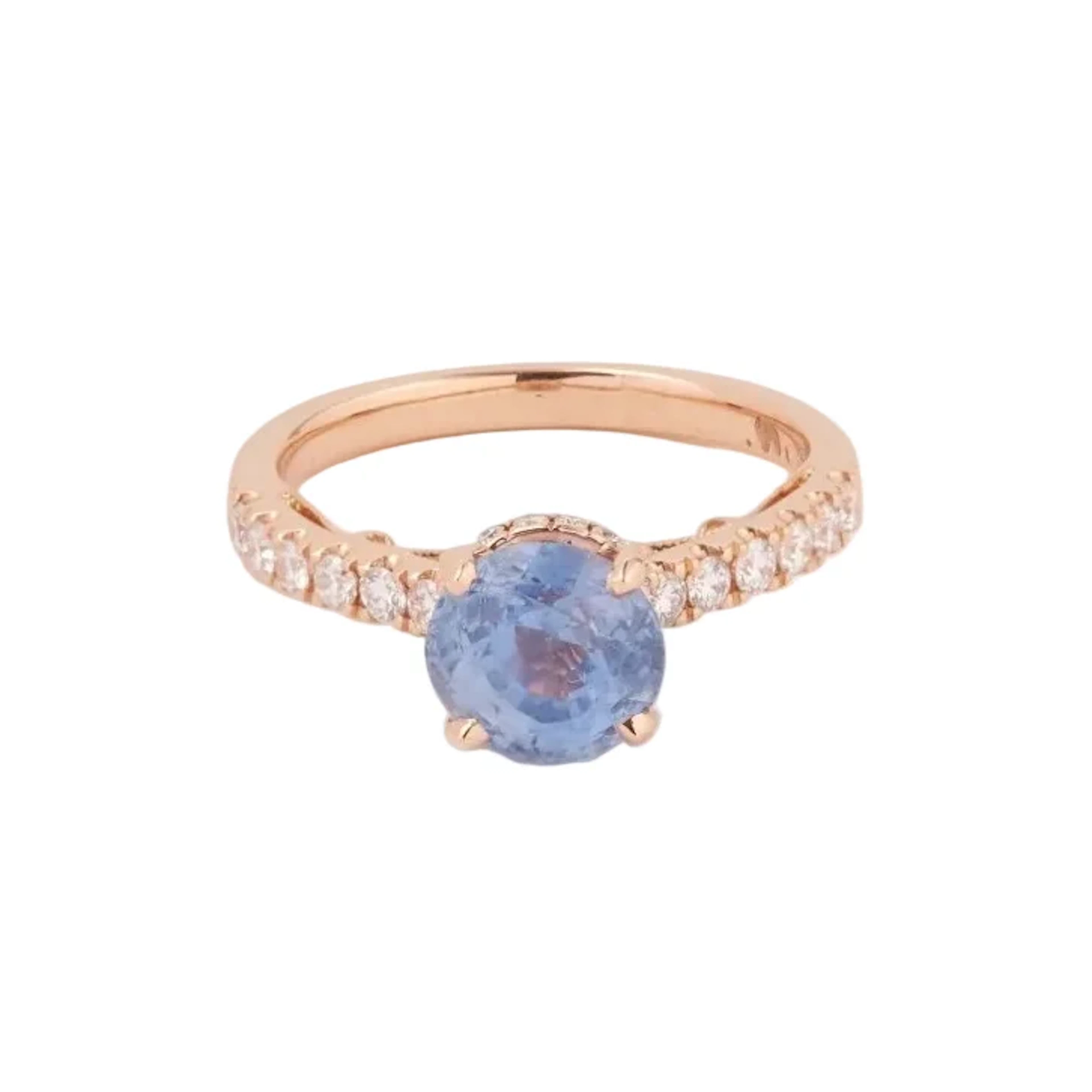 Ring Solitaire in rose gold, sapphire and diamonds