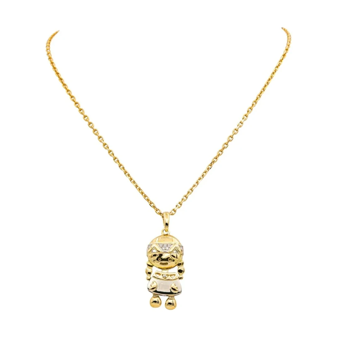 FRED Pendant Necklace in yellow gold and diamonds
