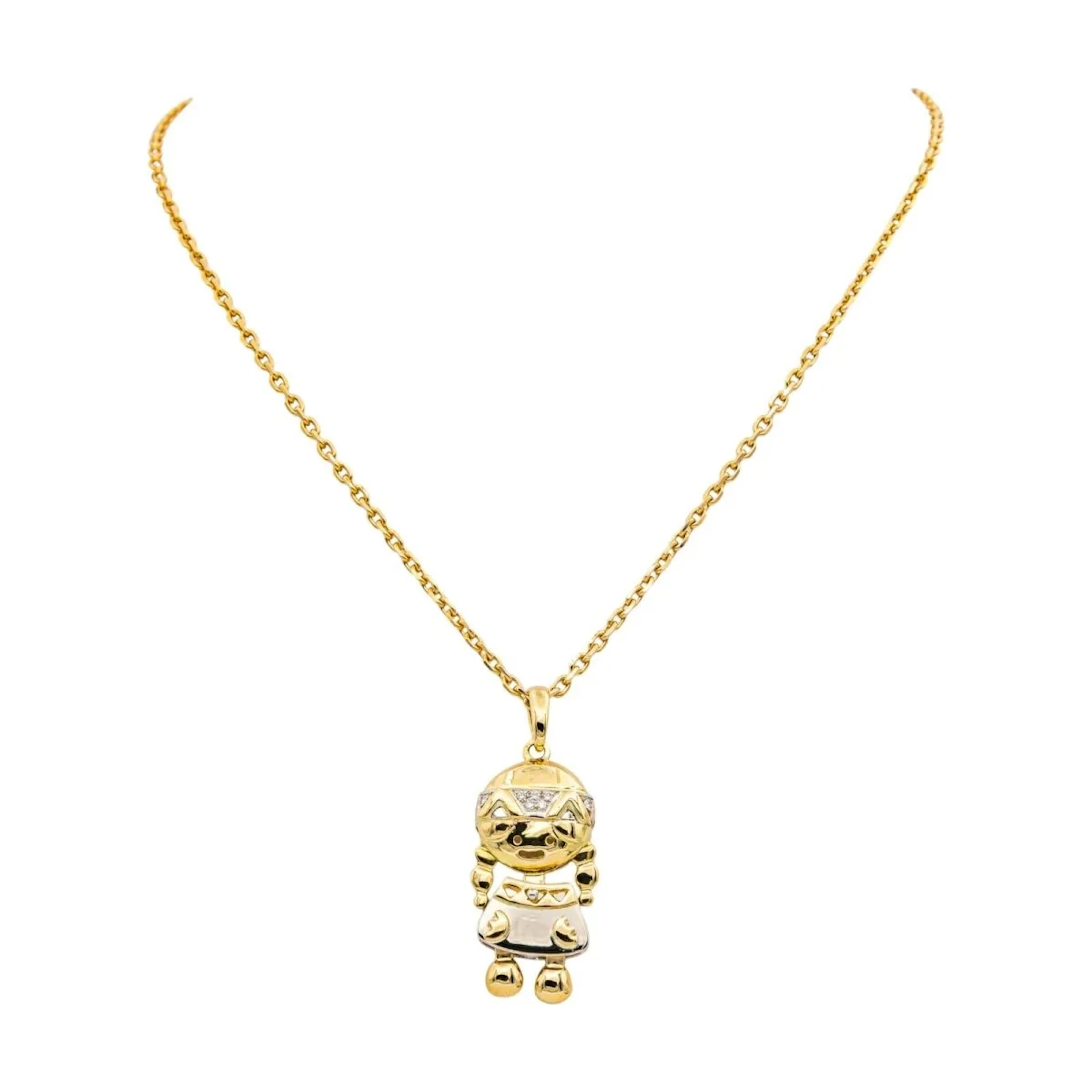 FRED Pendant Necklace in yellow gold and diamonds